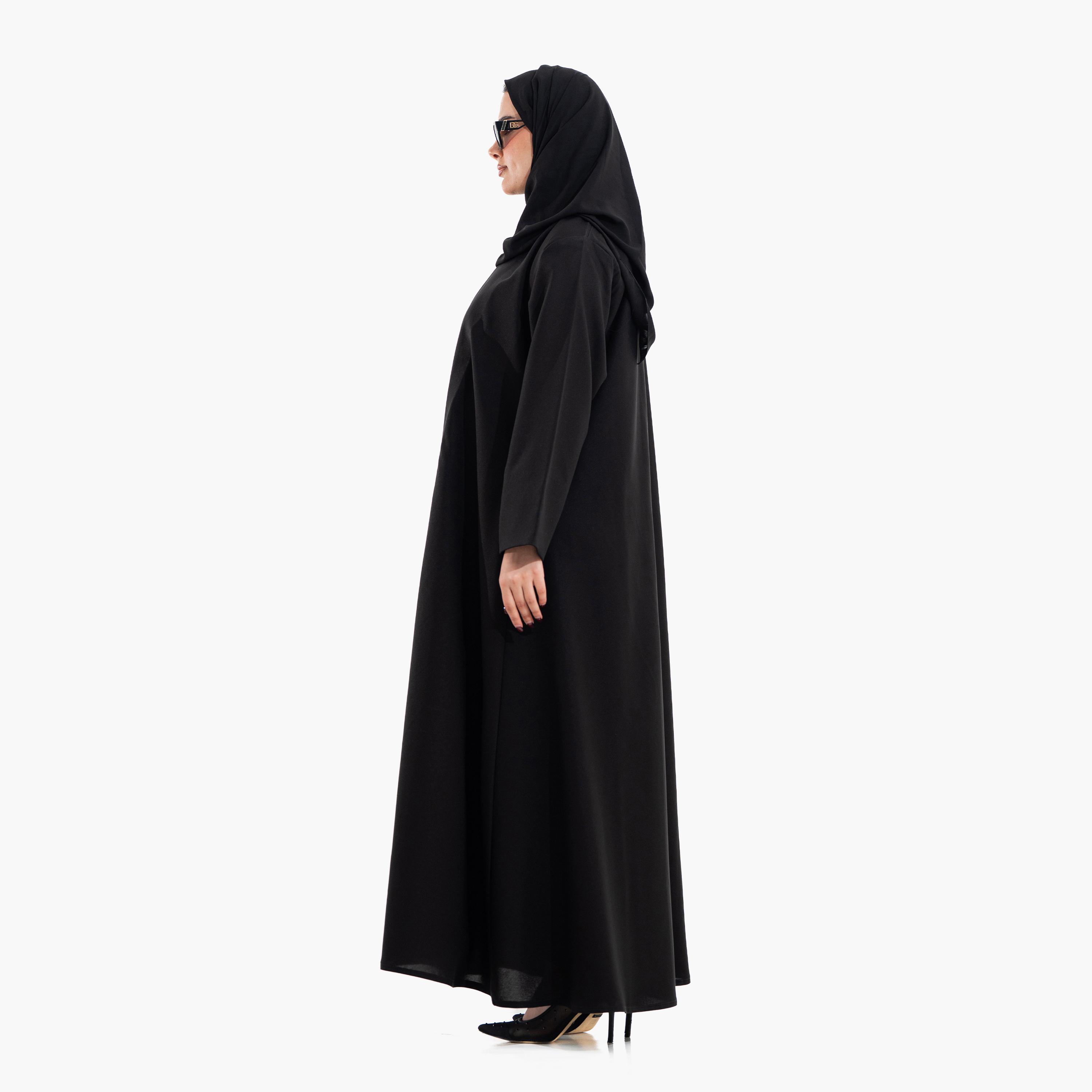عباية سهرة نسائية مزينة بخرز "فلورال" مع حجاب - أسود من زاهية-women-arabicclothing-abayas-image-4