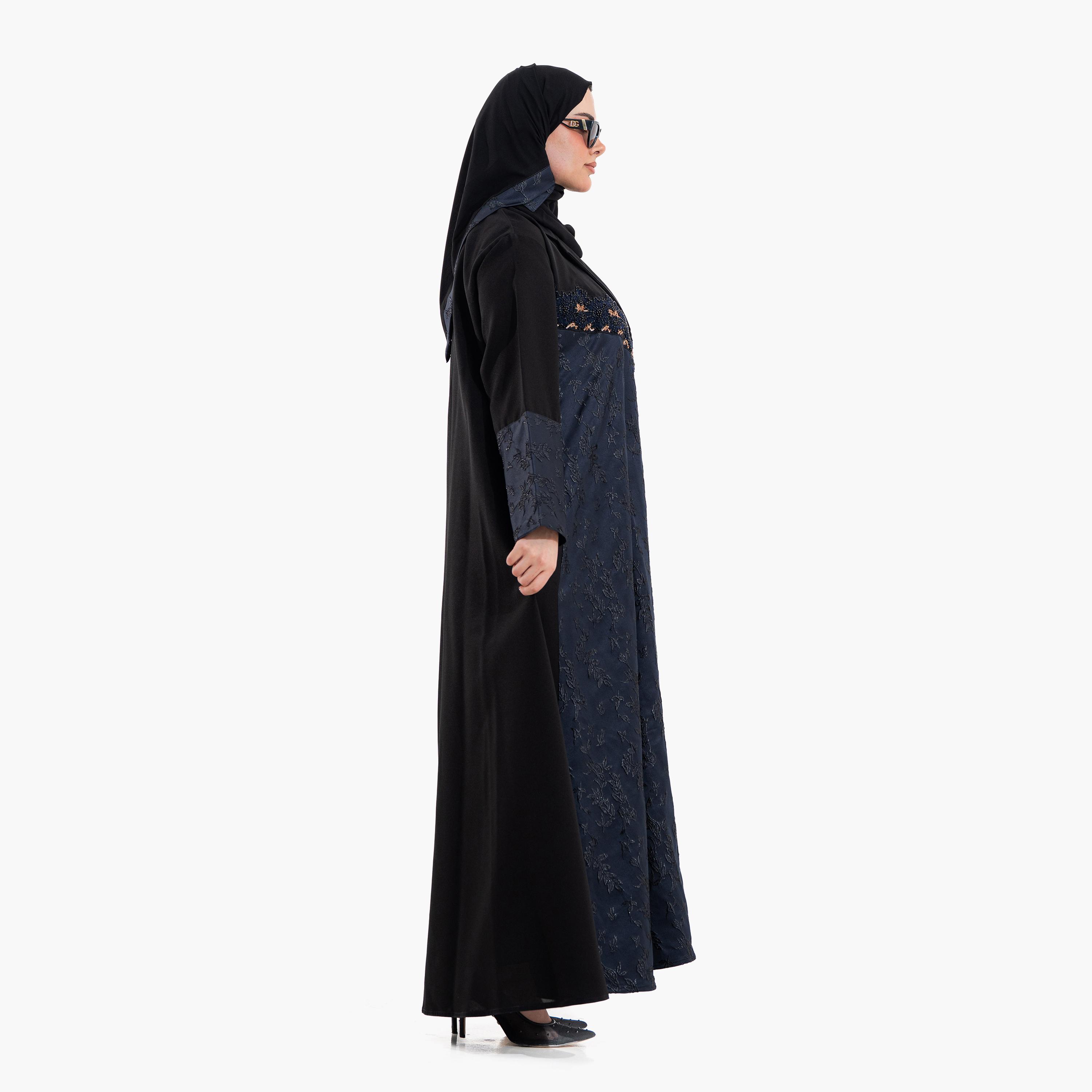 عباية سهرة "فليرد" نسائية بياقة "لابل ديوال توند" وأكمام "وايد كف" مطرزة مع حجاب من زاهية-women-arabicclothing-abayas-image-5