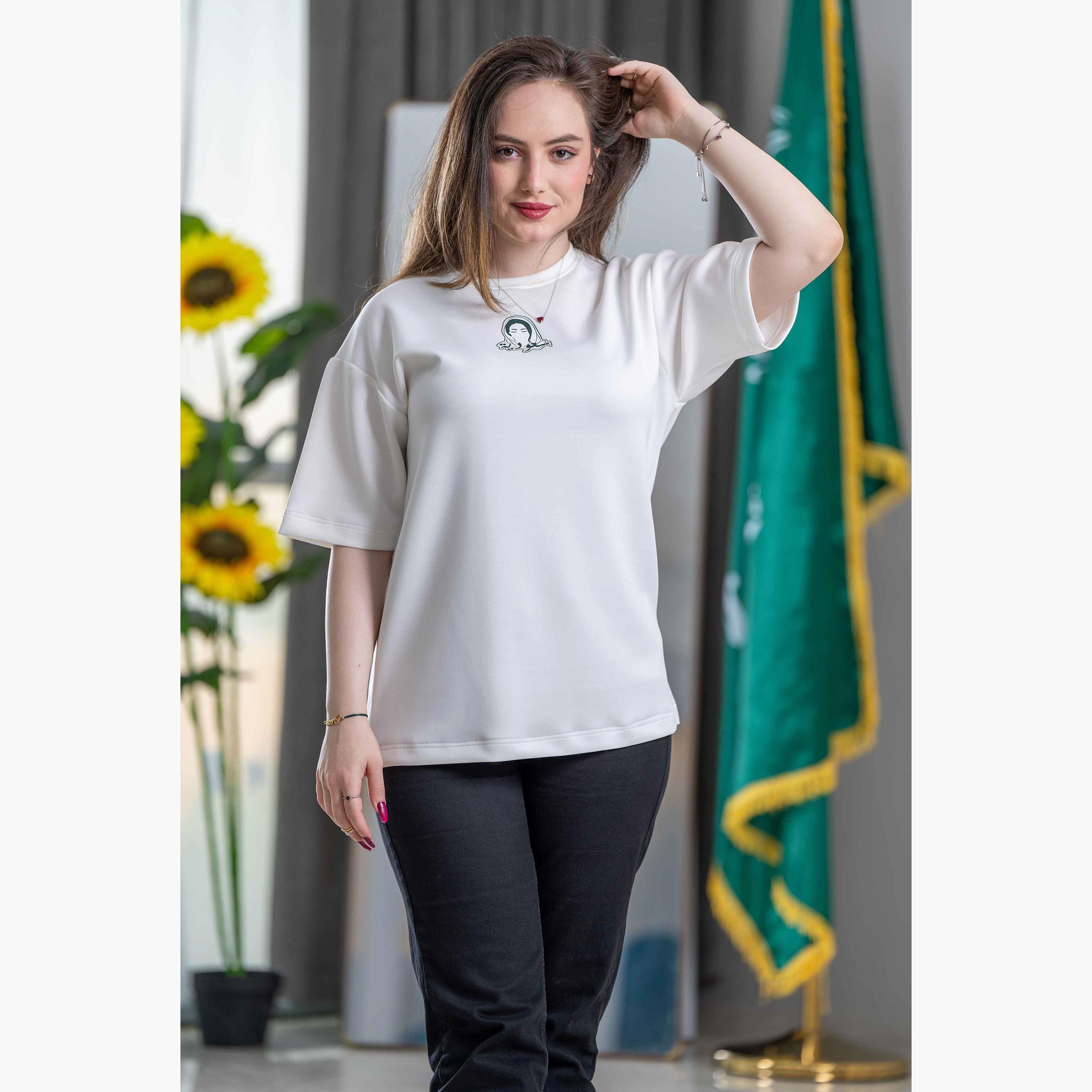 sanefn White KSA National Day Printed Women's T-Shirt-women-clothing-tshirts-image-1