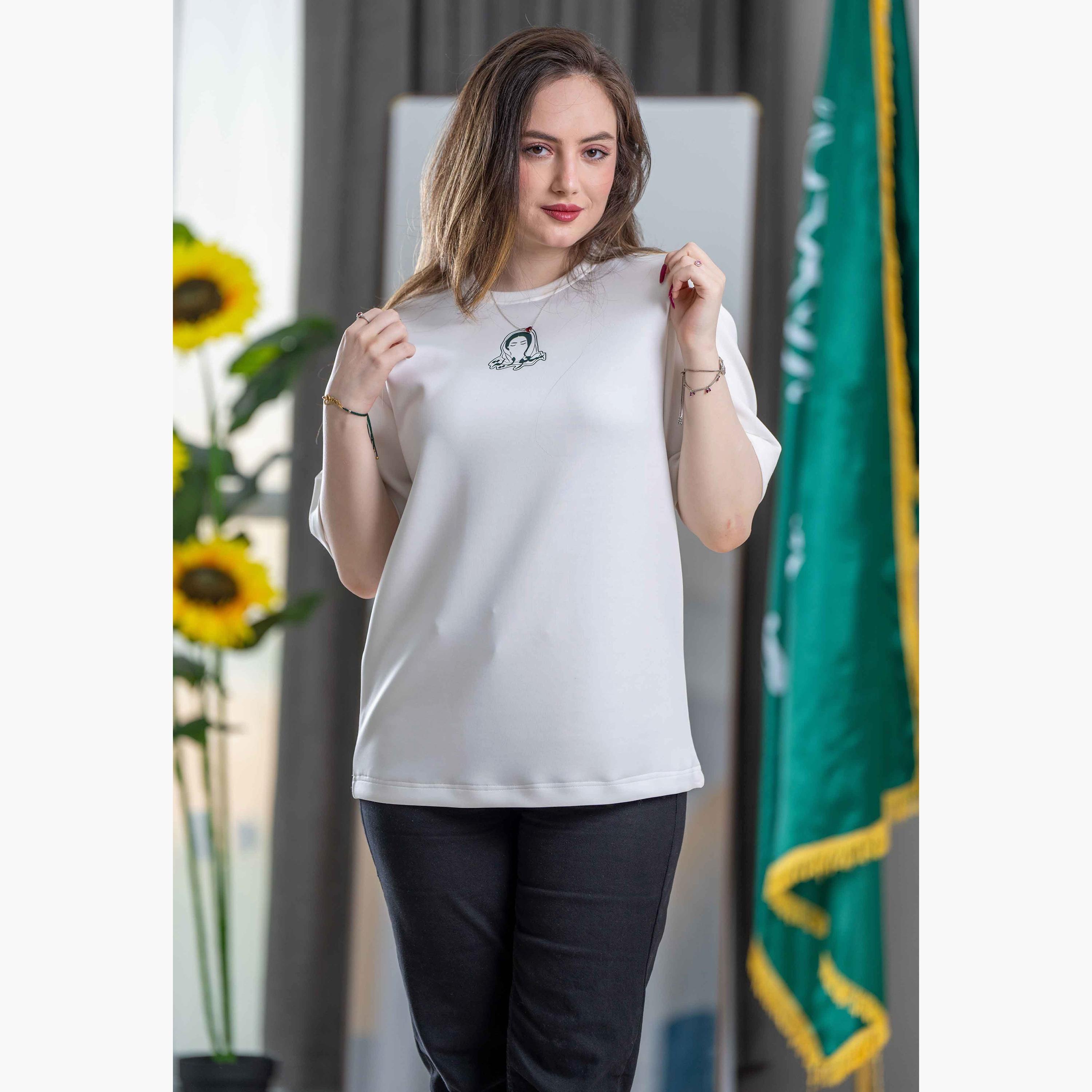 sanefn White KSA National Day Printed Women's T-Shirt-women-clothing-tshirts-image-2