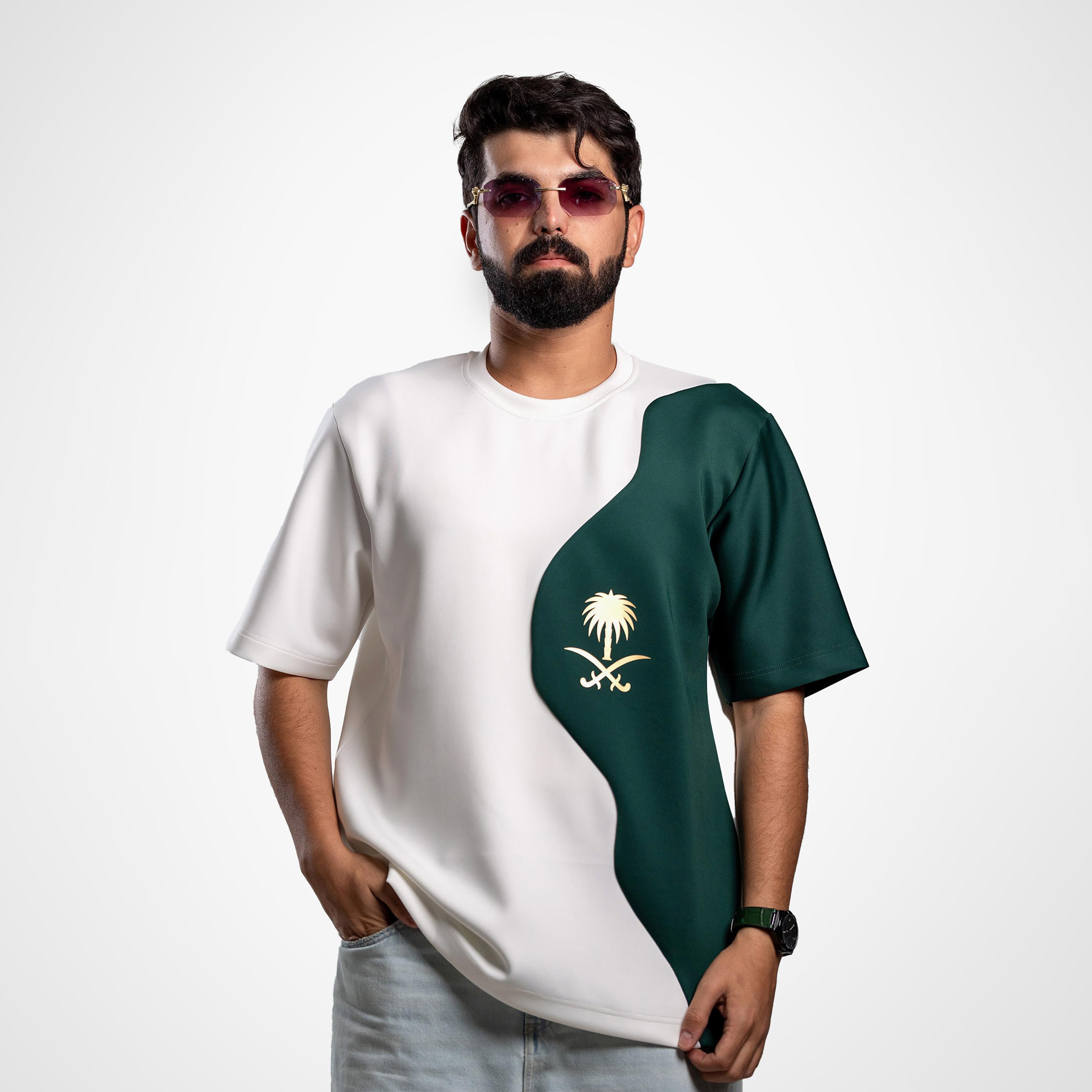 sanefn Saudi Emblem Colorblock Crew Neck Short Sleeves Men's National Day T-Shirt-men-clothing-tshirtsandpolos-tshirts-image-1