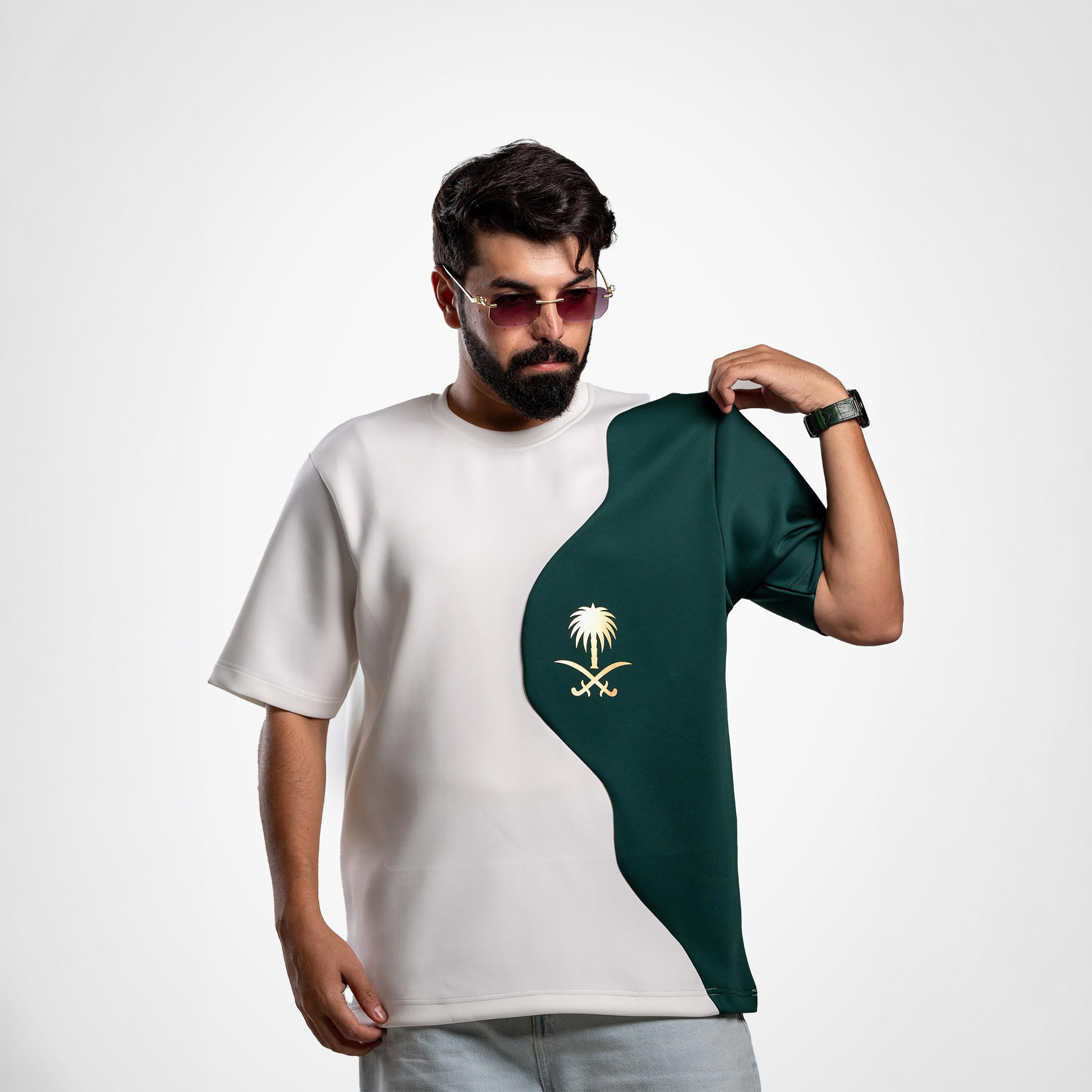 sanefn Saudi Emblem Colorblock Crew Neck Short Sleeves Men's National Day T-Shirt-men-clothing-tshirtsandpolos-tshirts-image-2