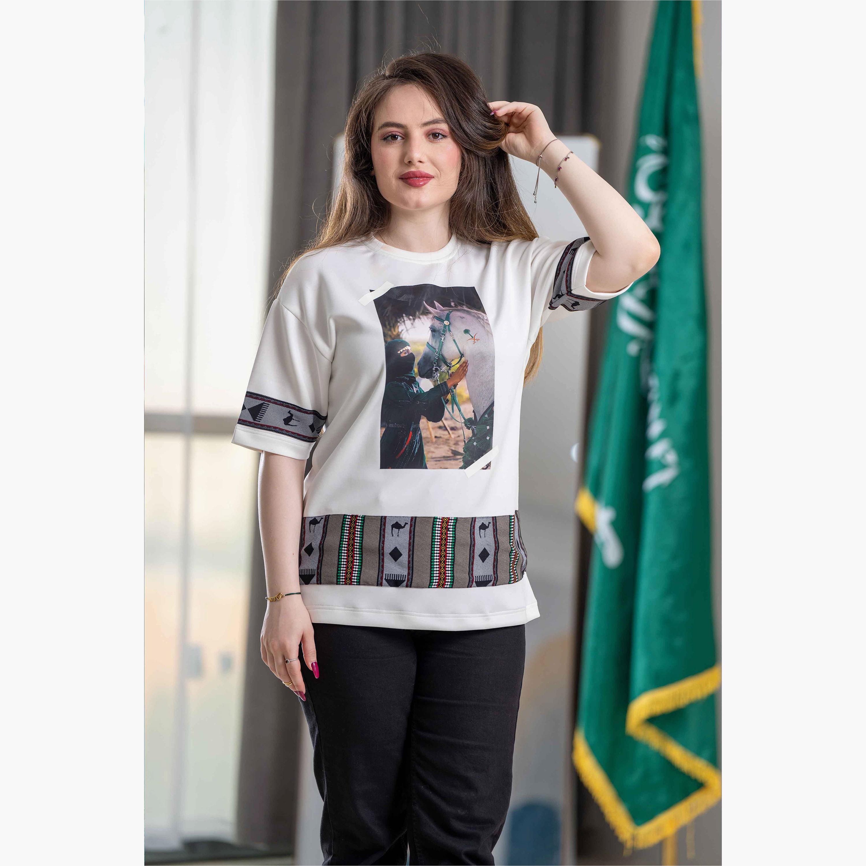 sanefn White KSA National Day Graphic Print Women's T-Shirt-women-clothing-tshirts-image-3