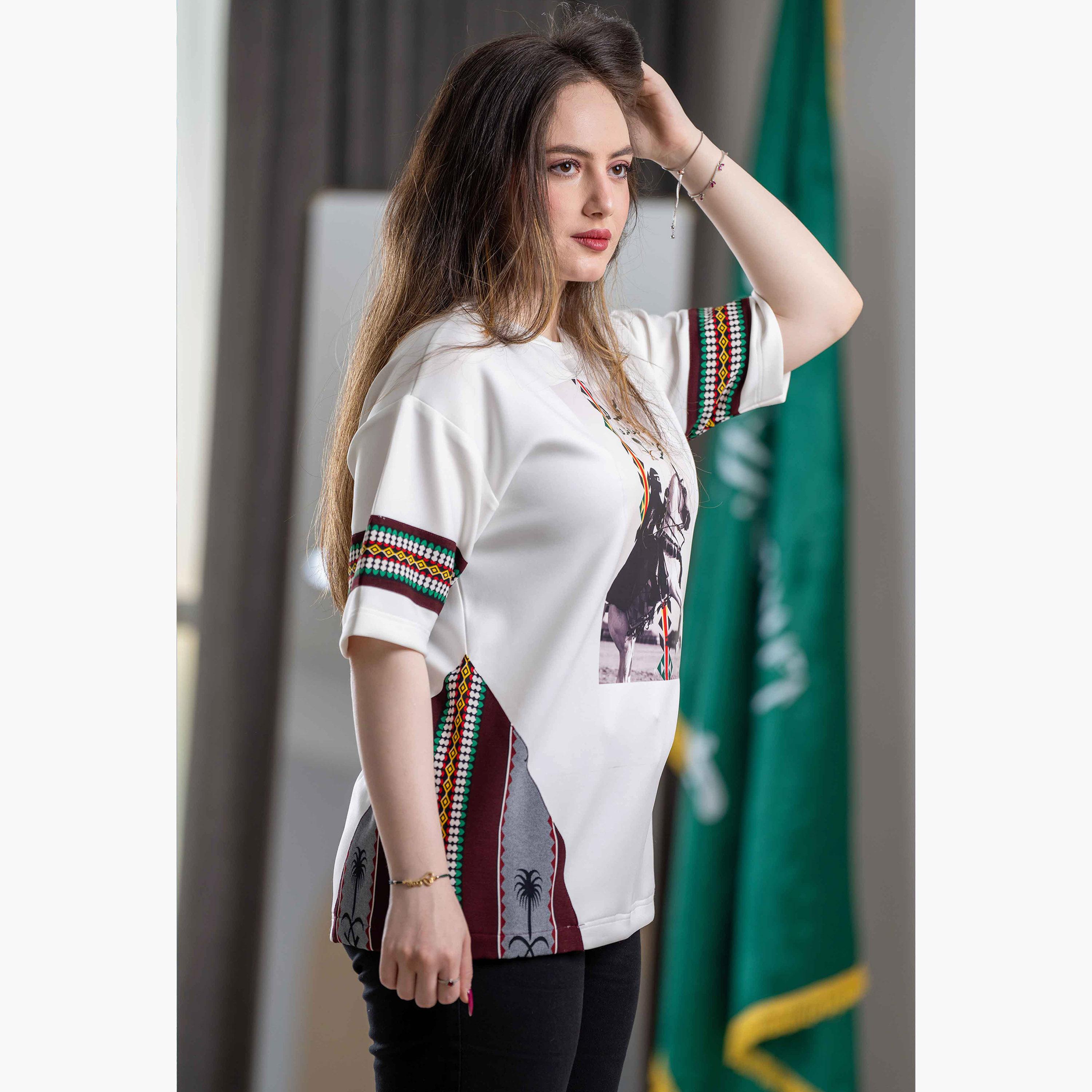 sanefn White KSA National Day Graphic Print Women's T-Shirt-women-clothing-tshirts-image-3