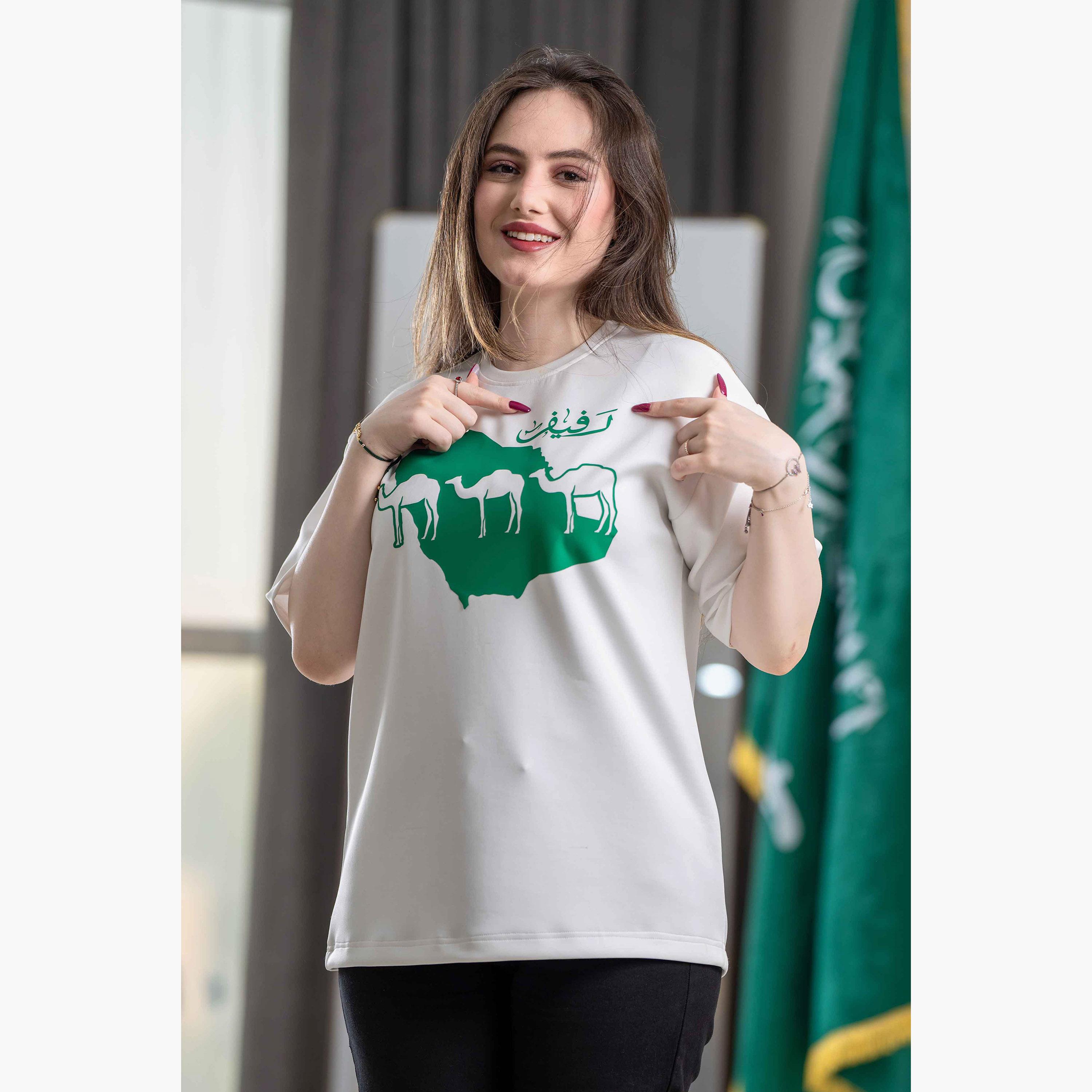 sanefn White KSA National Day Graphic Print Women's T-Shirt-women-clothing-tshirts-image-1