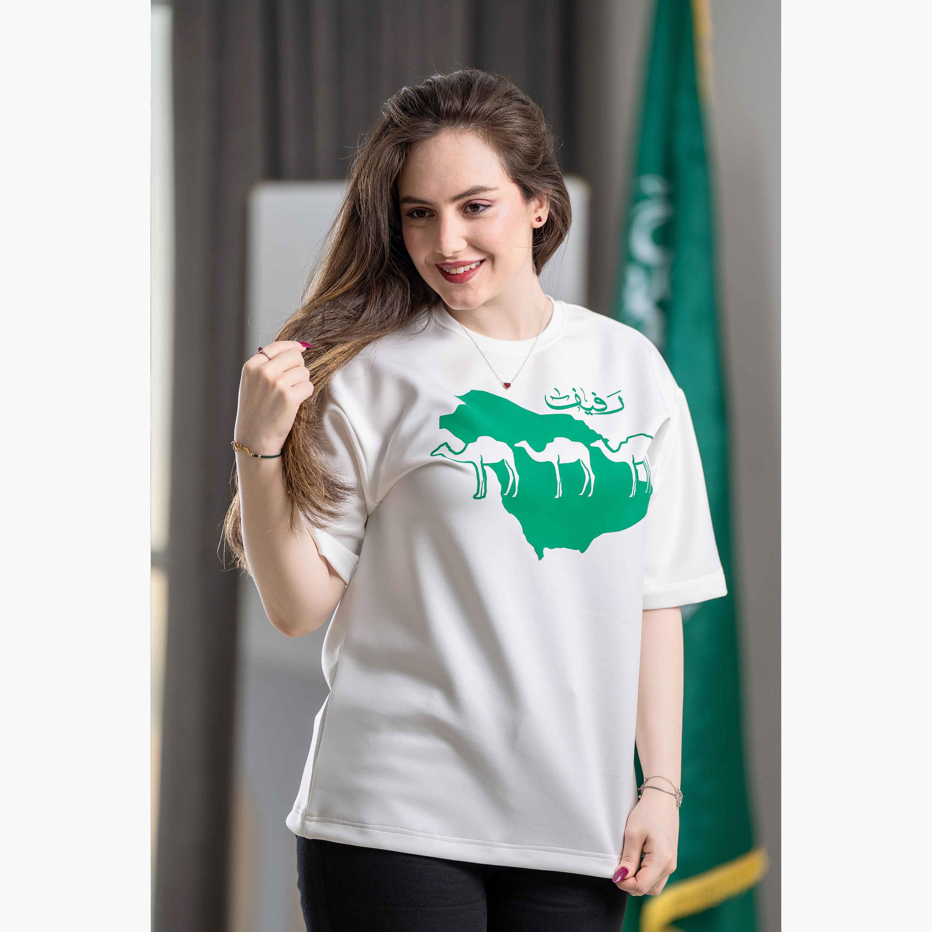 sanefn White KSA National Day Graphic Print Women's T-Shirt-women-clothing-tshirts-image-2