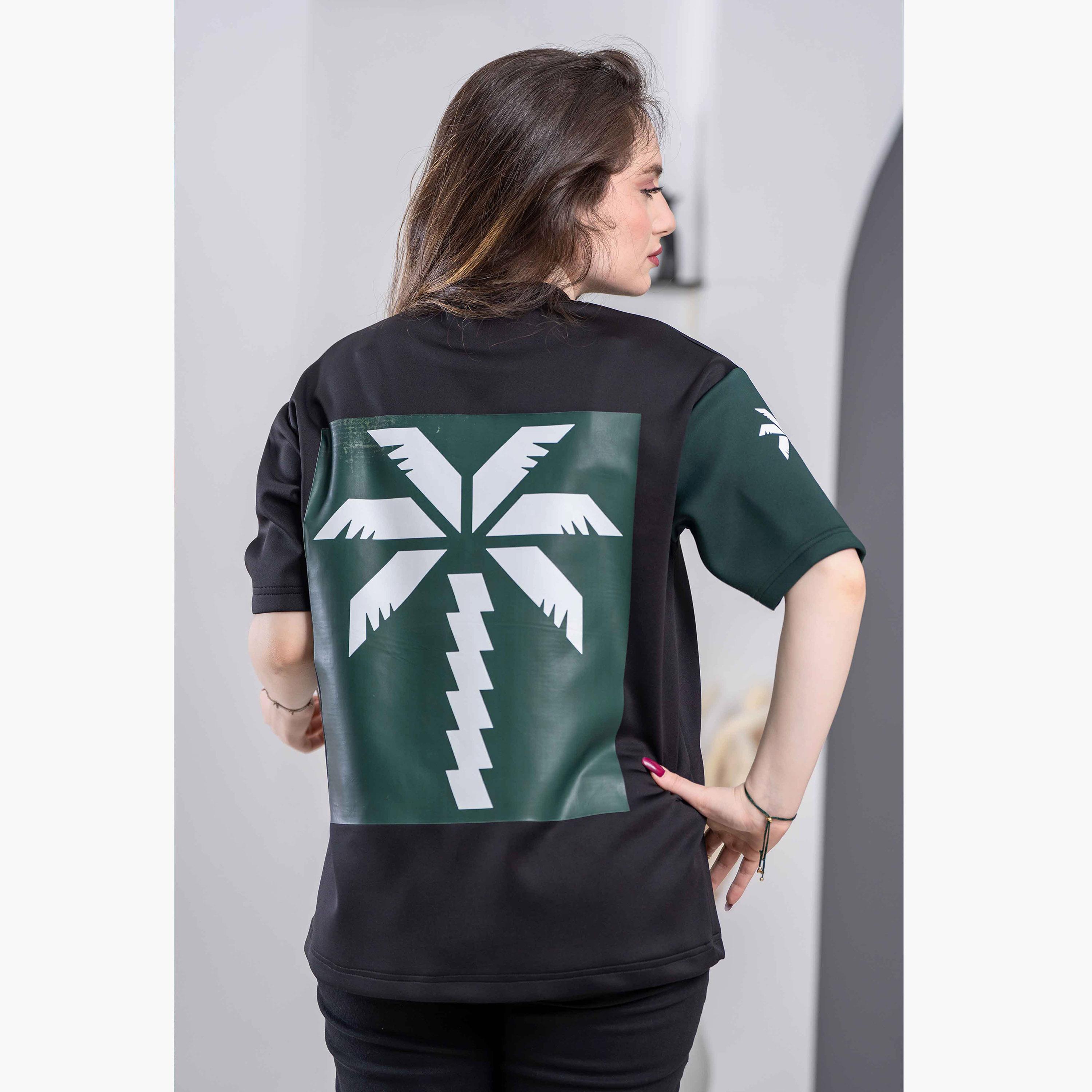 sanefn Black and Green KSA National Day Graphic Print Women's T-Shirt-women-clothing-tshirts-image-3