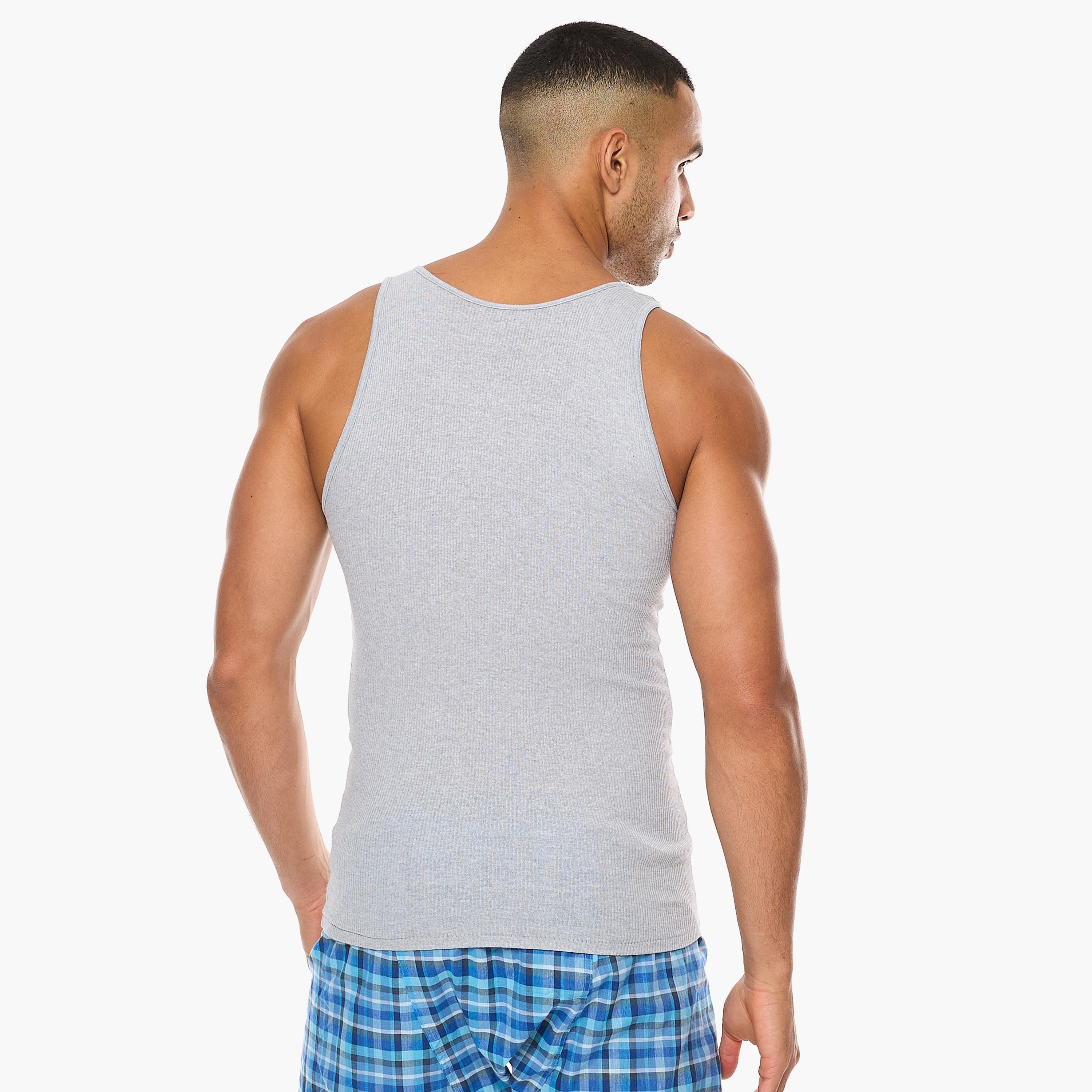 Hanes Assorted Pack of 2 Plain Men's Vest-men-clothing-innerwear-vests-image-6