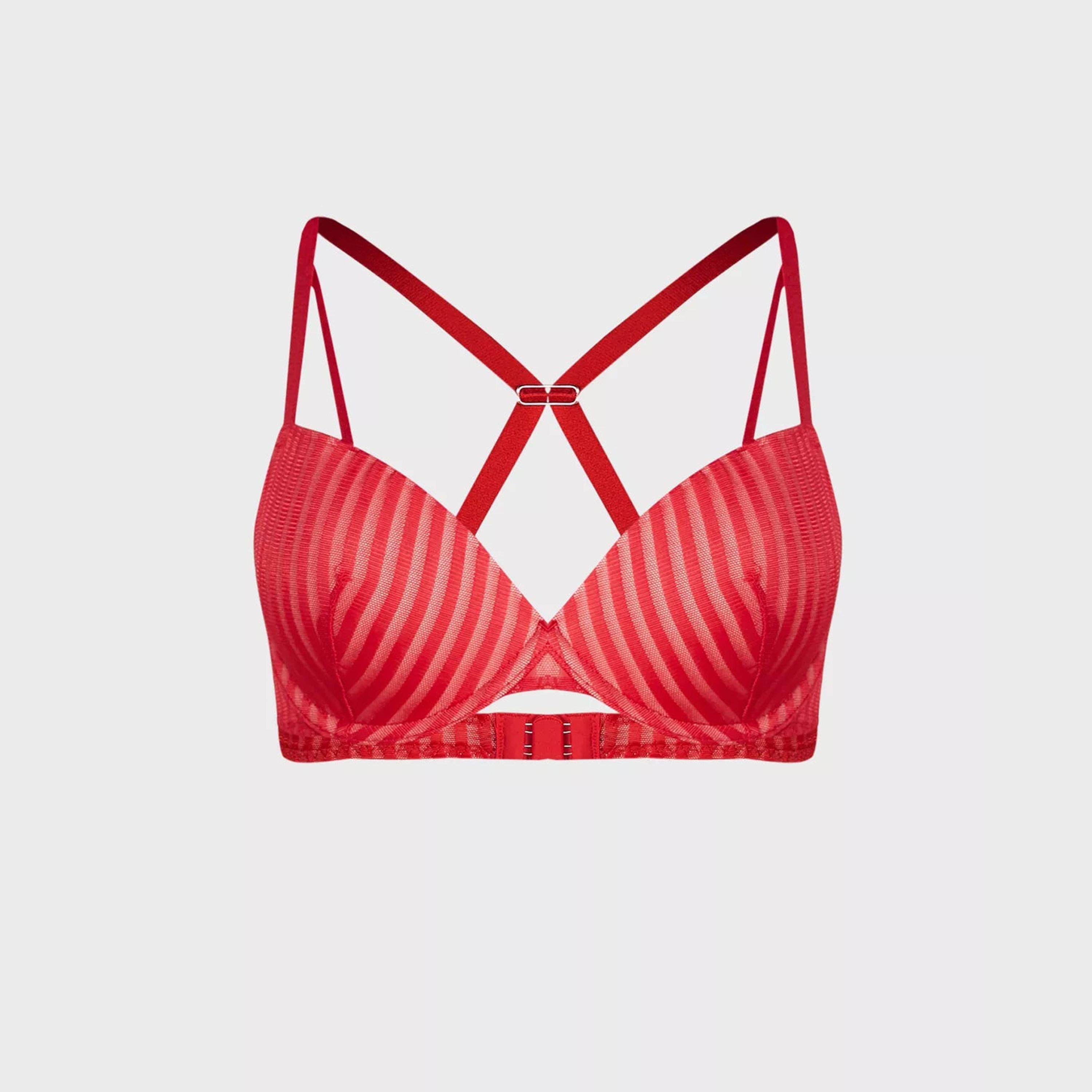 حمالة صدر نسائية بلون حمراء ووردية غير مبطنة بحمالة صدر نسائية بلون لا سينزا الفاتح-women-clothing-lingerie-bras-image-2