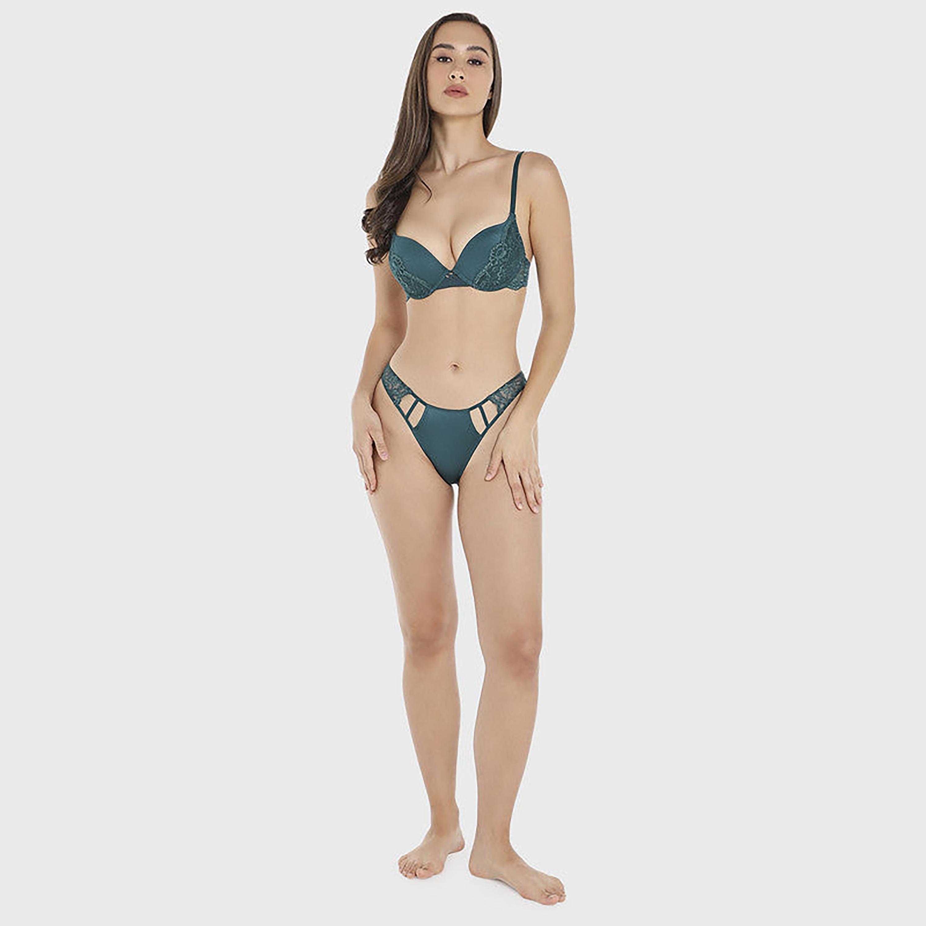La Senza Obvious Non-Padded Non-Wired Double Push Up Deep Teal Women's Bra-women-clothing-lingerie-bras-image-2