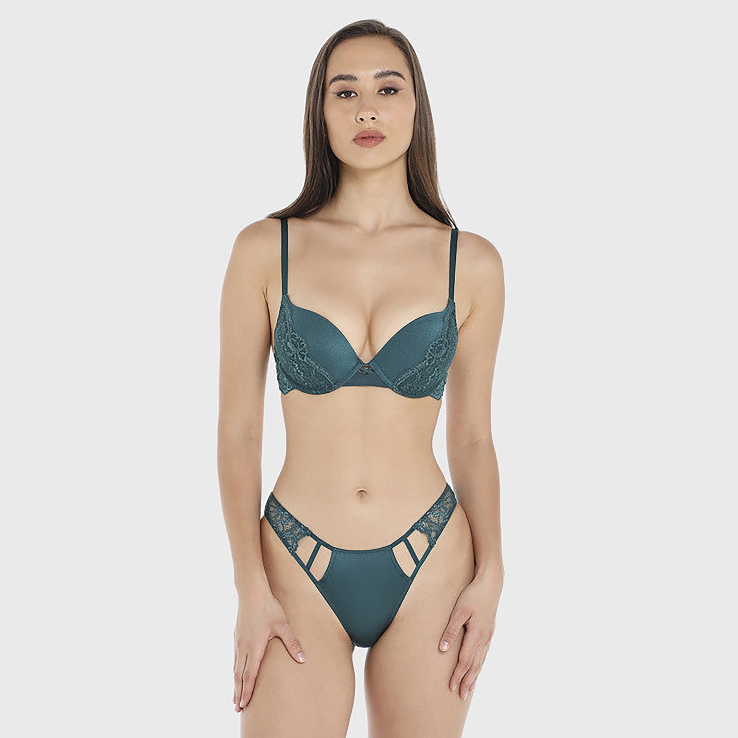 La Senza Obvious Non-Padded Non-Wired Double Push Up Deep Teal Women's Bra-women-clothing-lingerie-bras-image-3