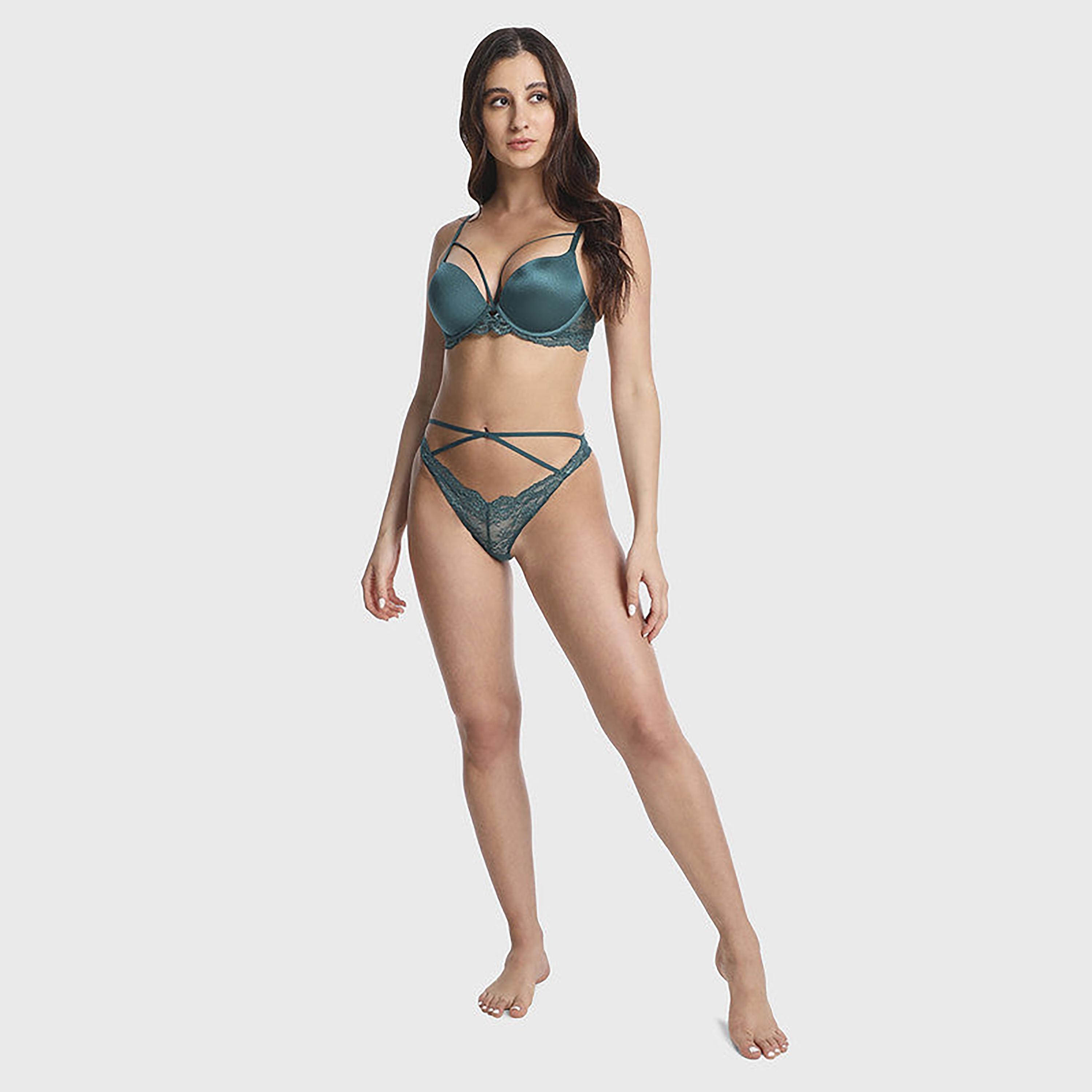 حمالة صدر نسائية مزدوجة بدون بطن بدون أسلاك بلون أزرق مخضر عميق-women-clothing-lingerie-bras-image-3