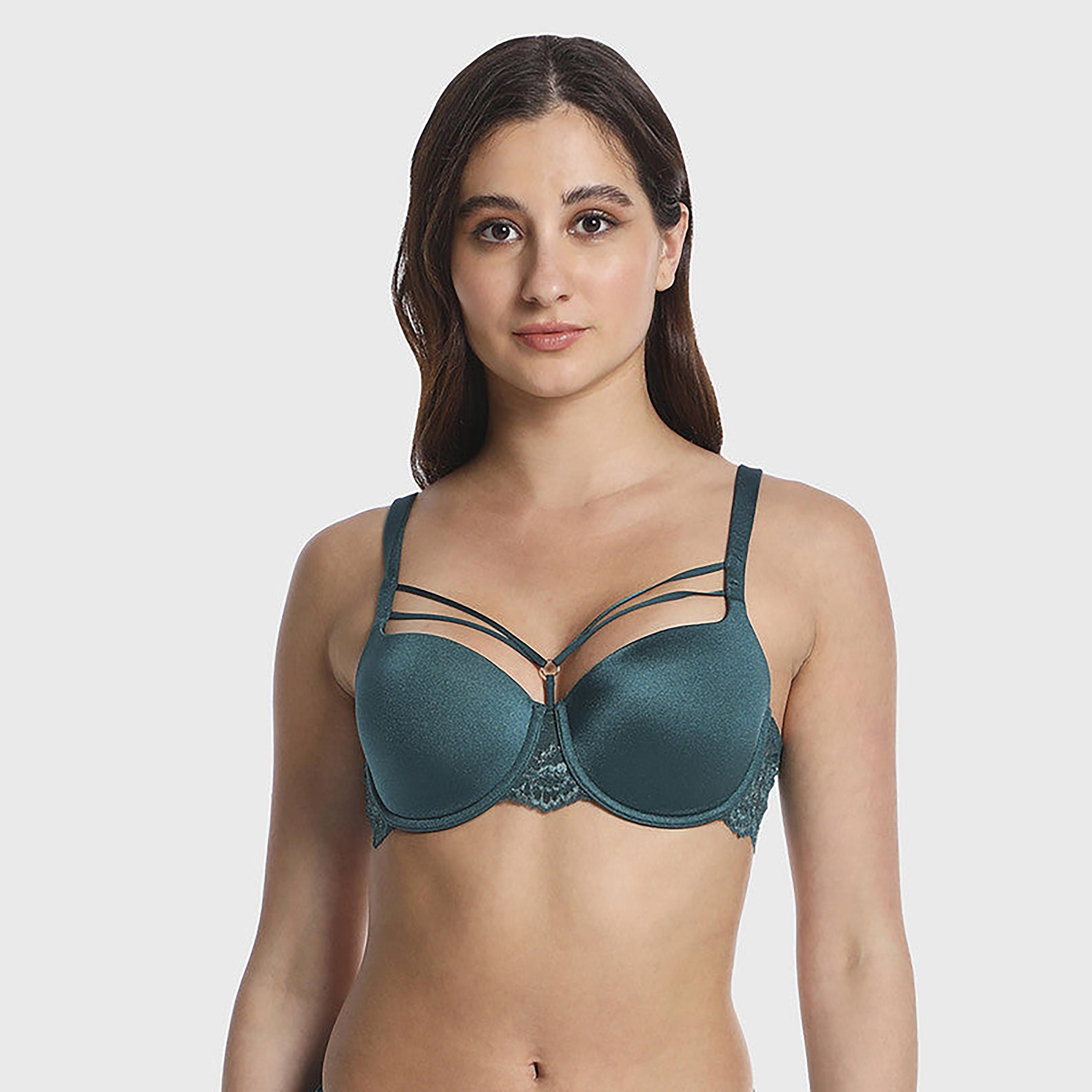 La Senza Non-Padded Non-Wired Lightly Lined Deep Teal Women's Balconette Bra-women-clothing-lingerie-bras-image-1