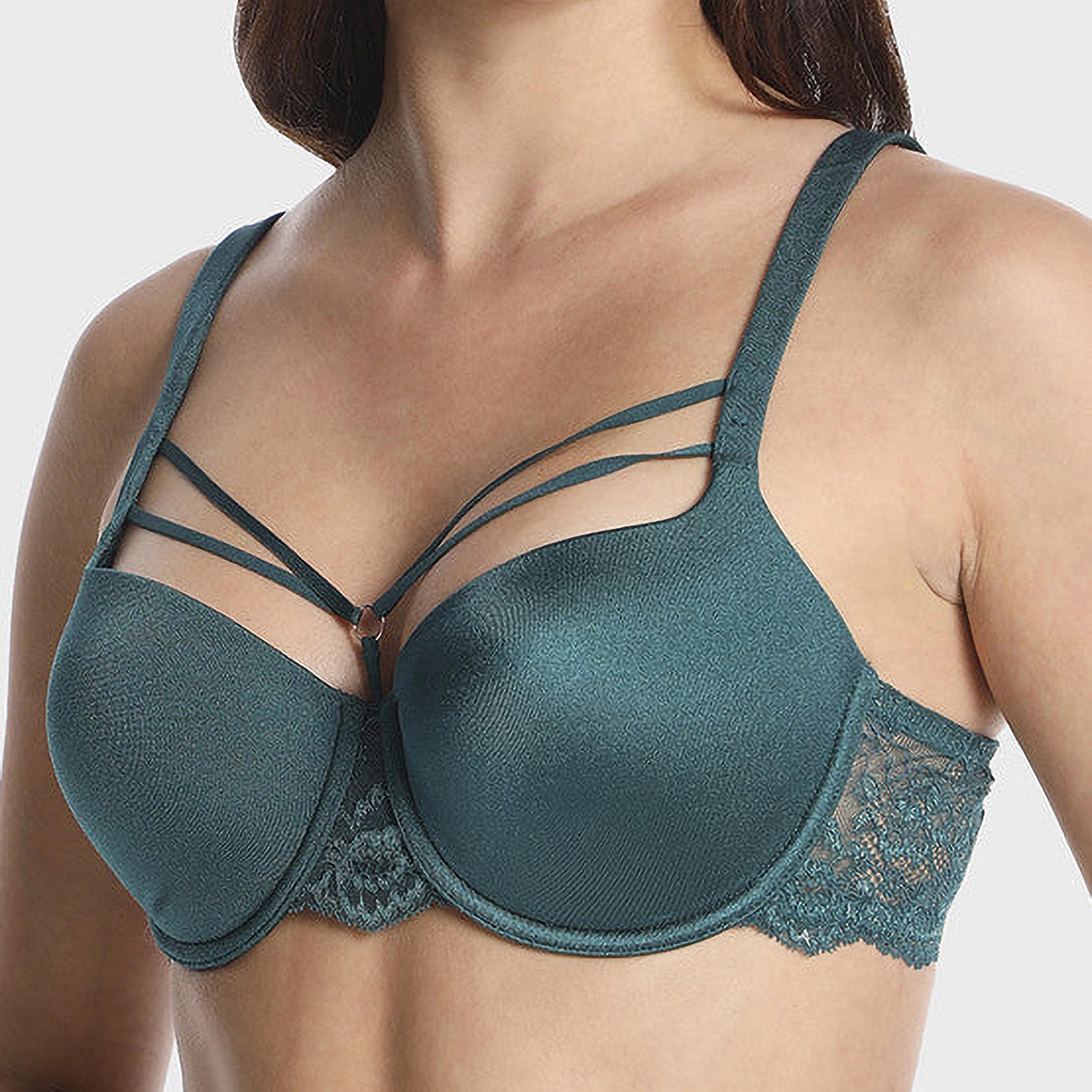 حمالة صدر نسائية بالكونيت بلون أزرق مخضر عميق غير مبطنة وغير مبطنة بخطوط خفيفة-women-clothing-lingerie-bras-image-2