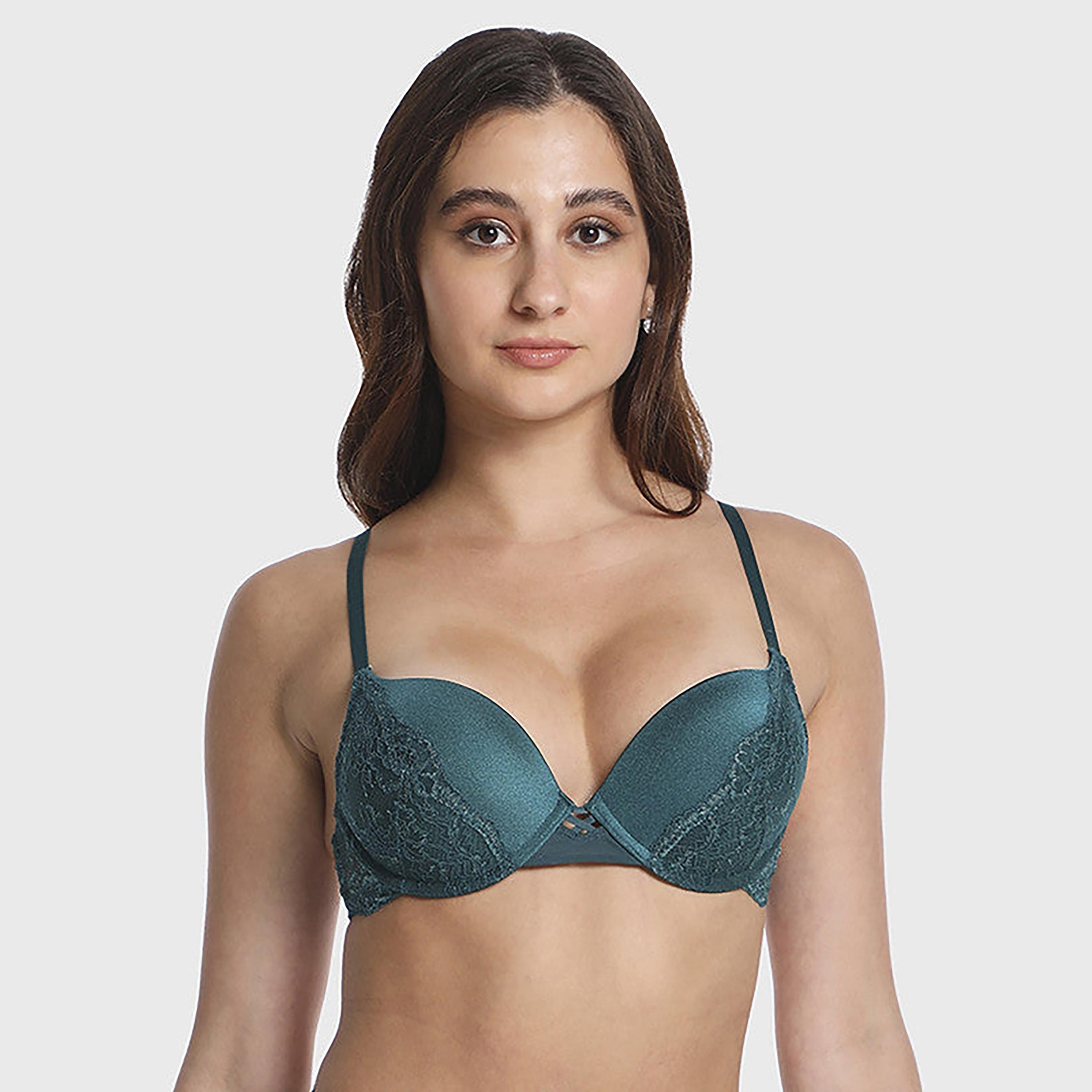 La Senza Light Padding Non-Wired Lightly Lined Deep Teal Women's Demi Bra-women-clothing-lingerie-bras-image-1