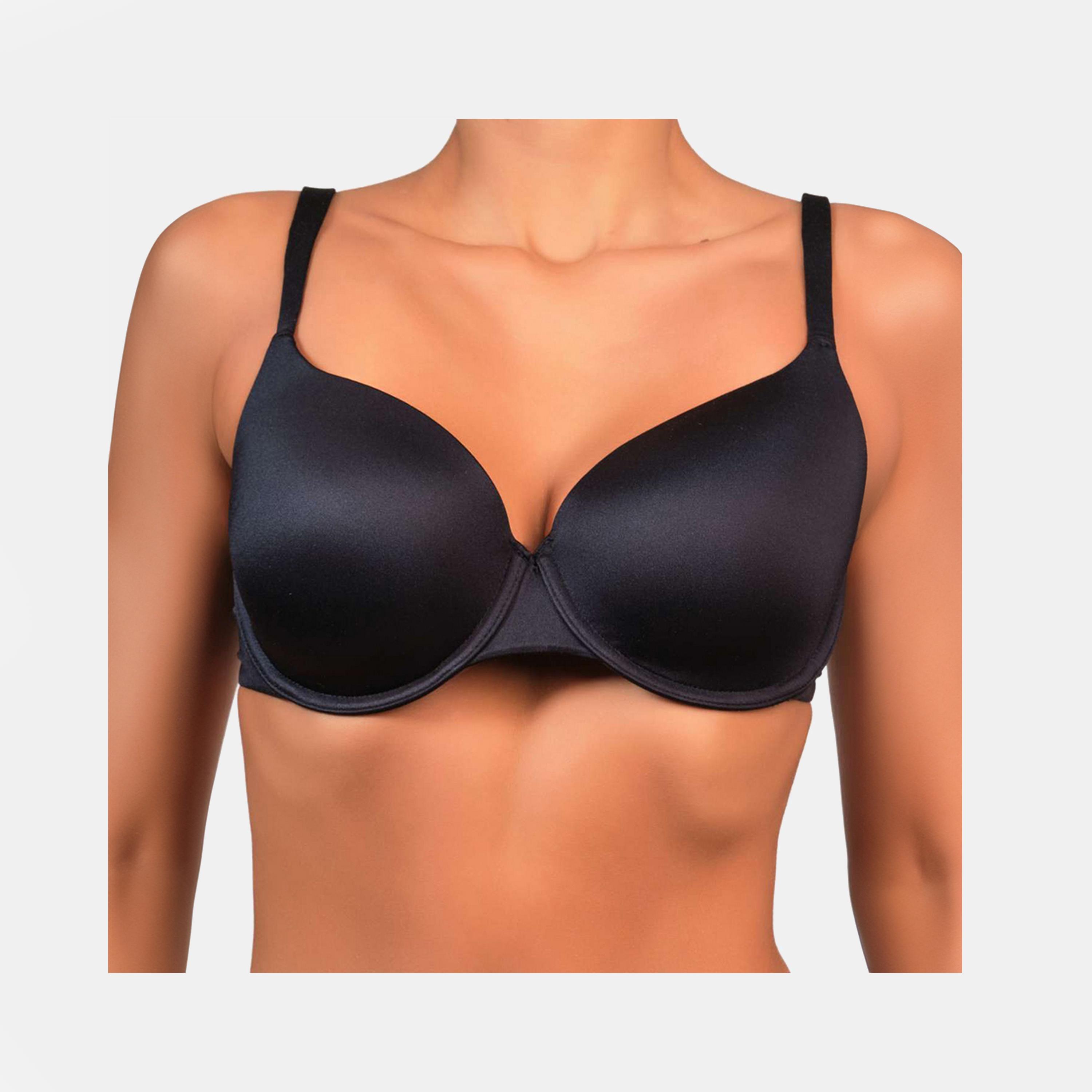 حمالة صدر غاطسة بلون أسود سلكية بدعم متوسط ومبطنة بالجل للنساء سيكسي من لا سينزا-women-clothing-lingerie-bras-image-1