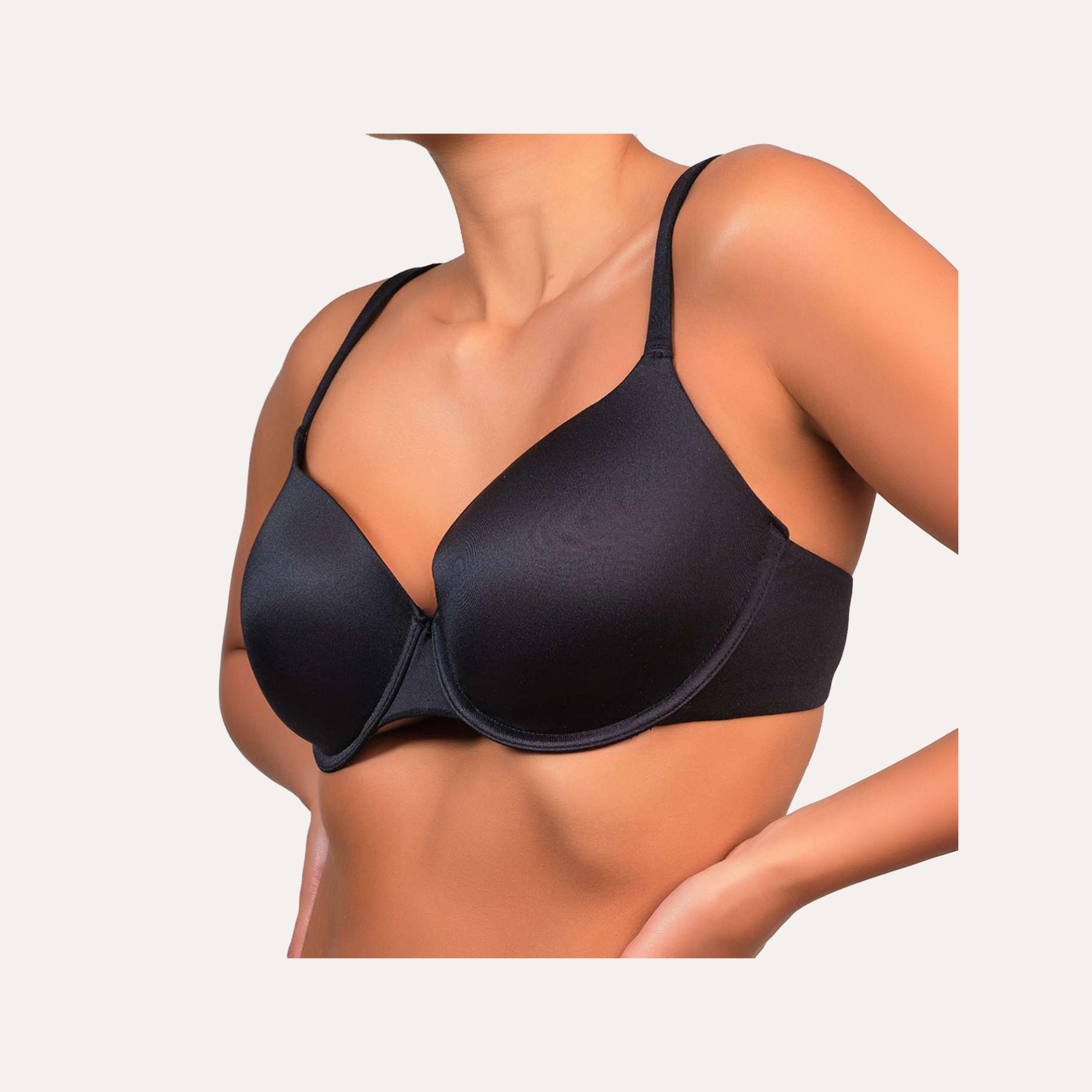حمالة صدر غاطسة بلون أسود سلكية بدعم متوسط ومبطنة بالجل للنساء سيكسي من لا سينزا-women-clothing-lingerie-bras-image-2
