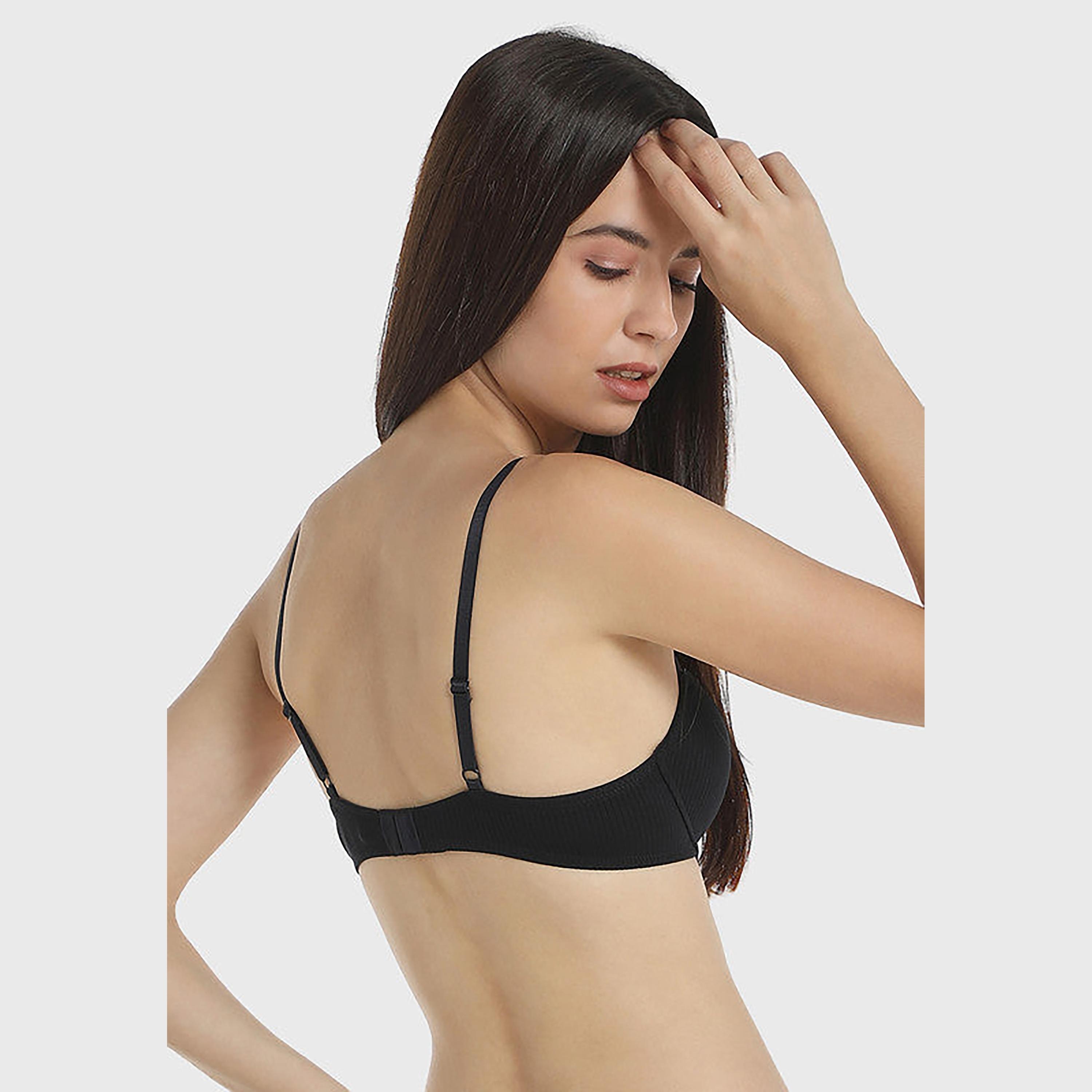 La Senza Trendy Black Wired Medium Support Lightly Lined Women's Balconette Bra-women-clothing-lingerie-bras-image-5