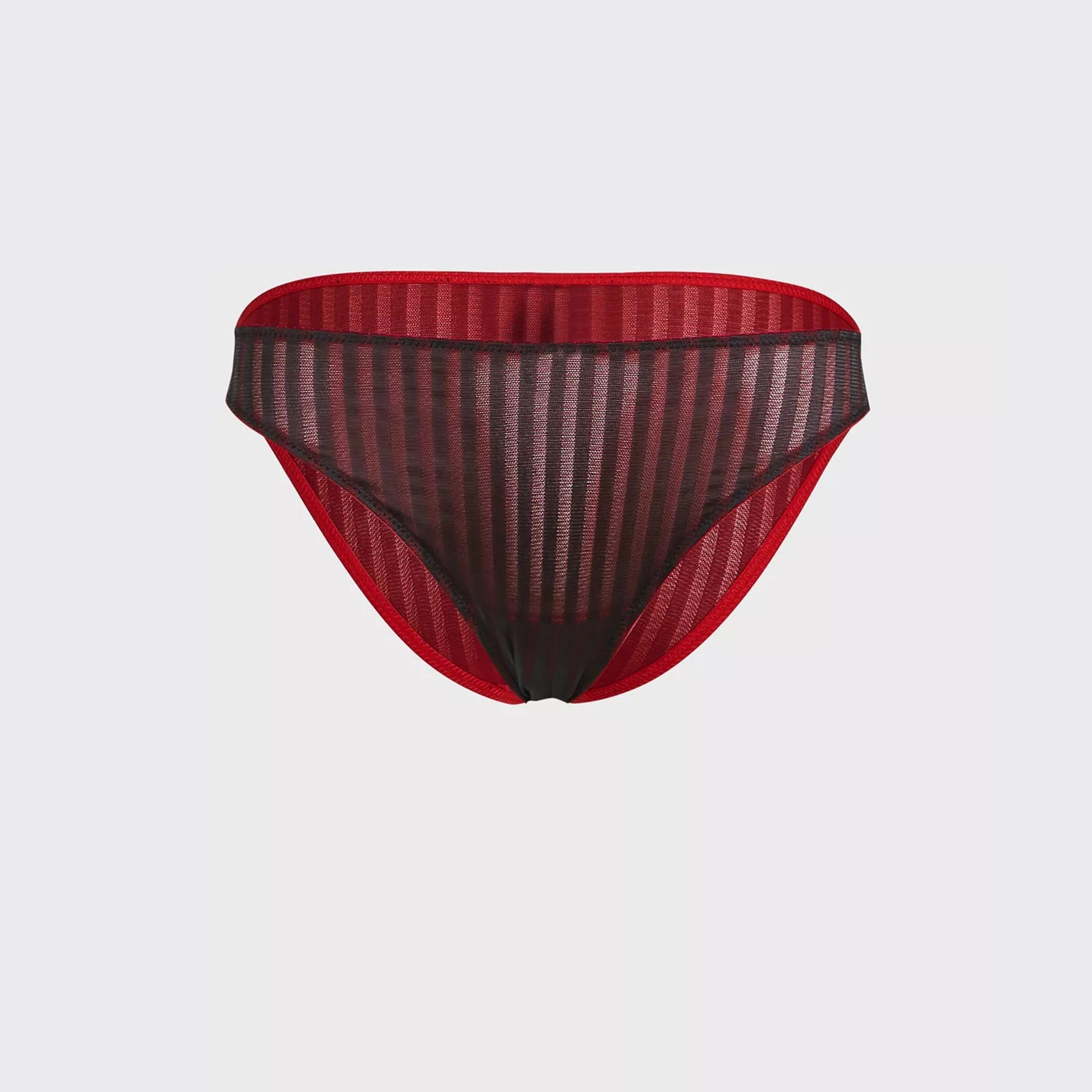La Senza Medium Coverage Red & Anthracite Women's High Leg Briefs-women-clothing-lingerie-panties-image-1