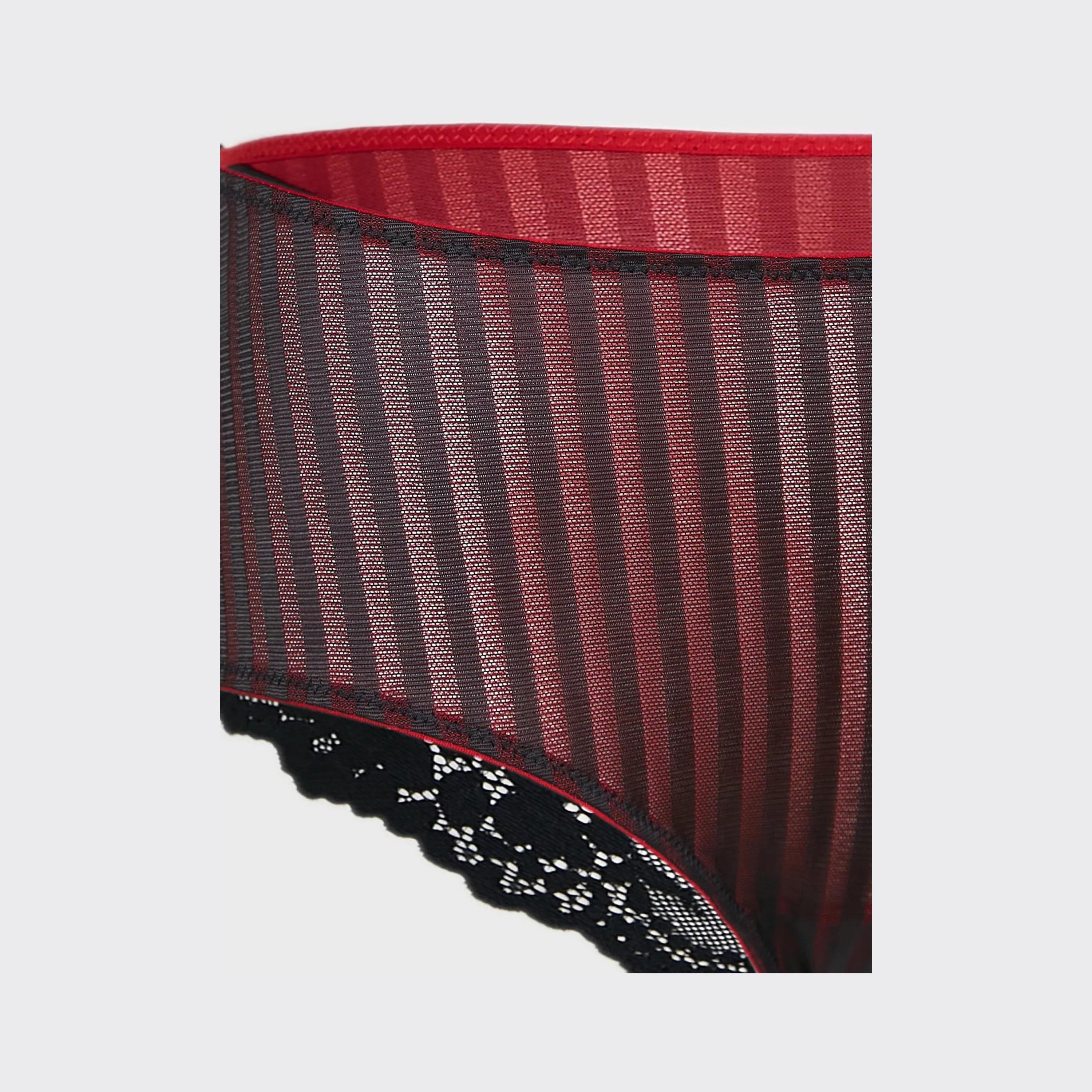 La Senza Medium Coverage Red & Anthracite Women's High Leg Briefs-women-clothing-lingerie-panties-image-2