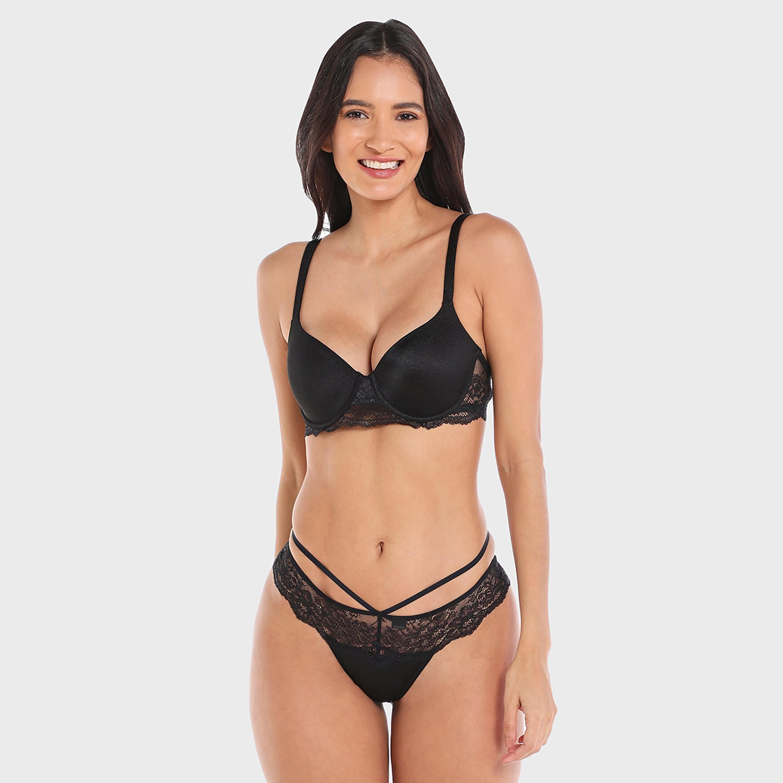 La Senza Low Coverage Black Women's Thong-women-clothing-lingerie-panties-image-2