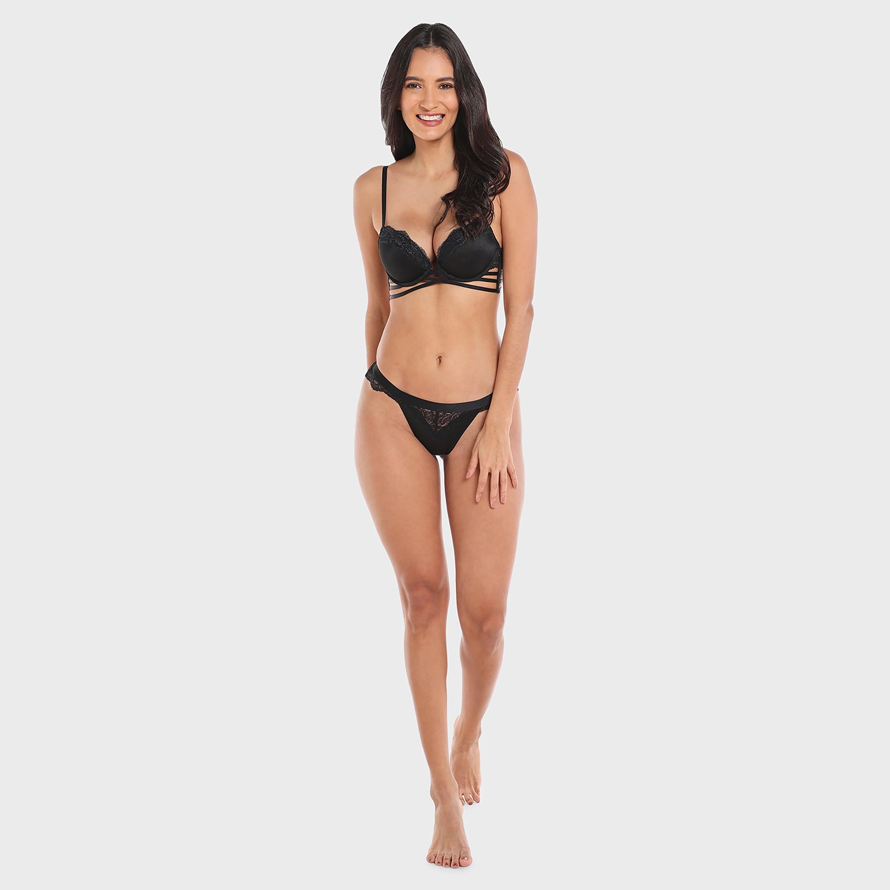 La Senza Low Coverage Black Women's Thong-women-clothing-lingerie-panties-image-5