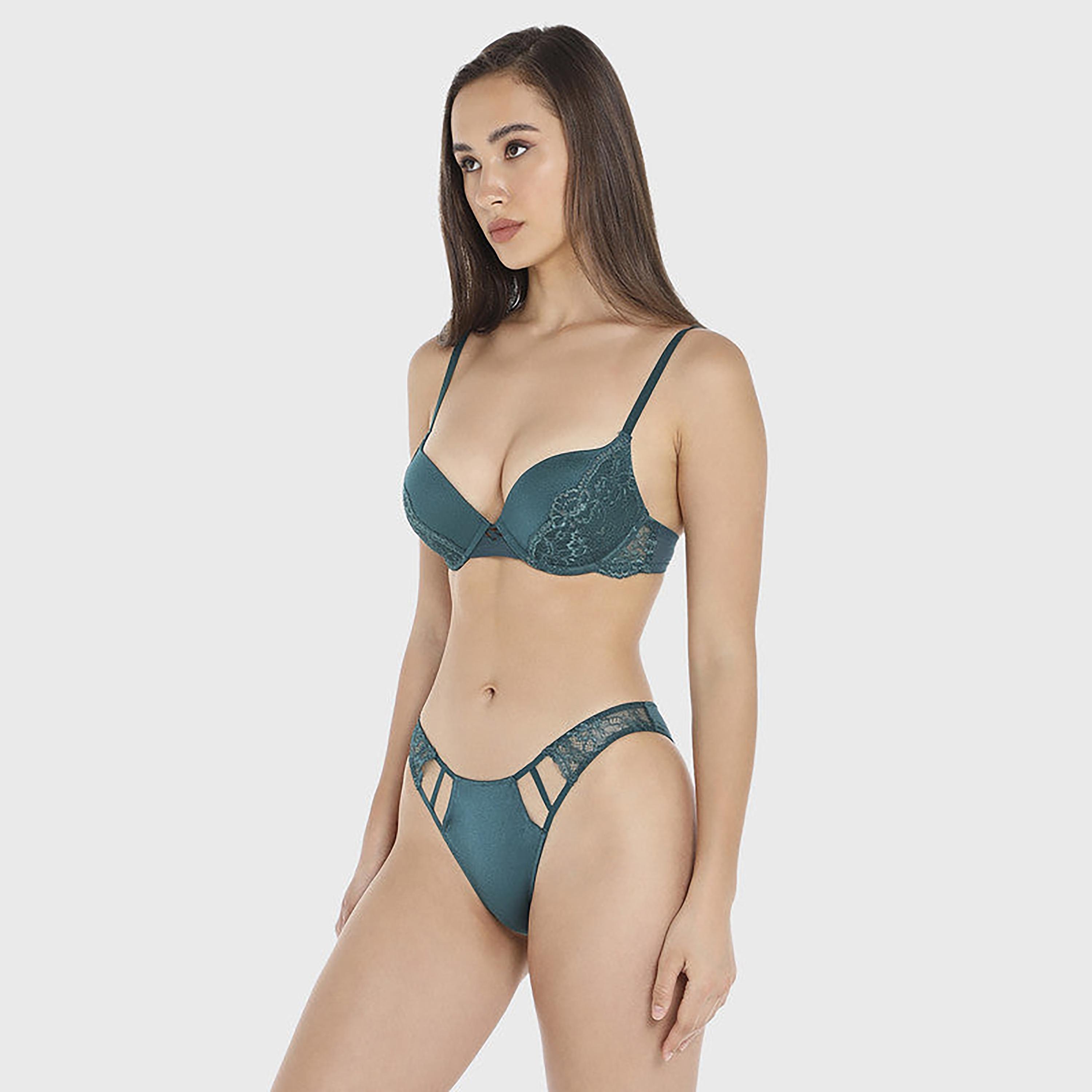 La Senza Medium Coverage Deep Teal Women's Bikini Briefs-women-clothing-lingerie-panties-image-3