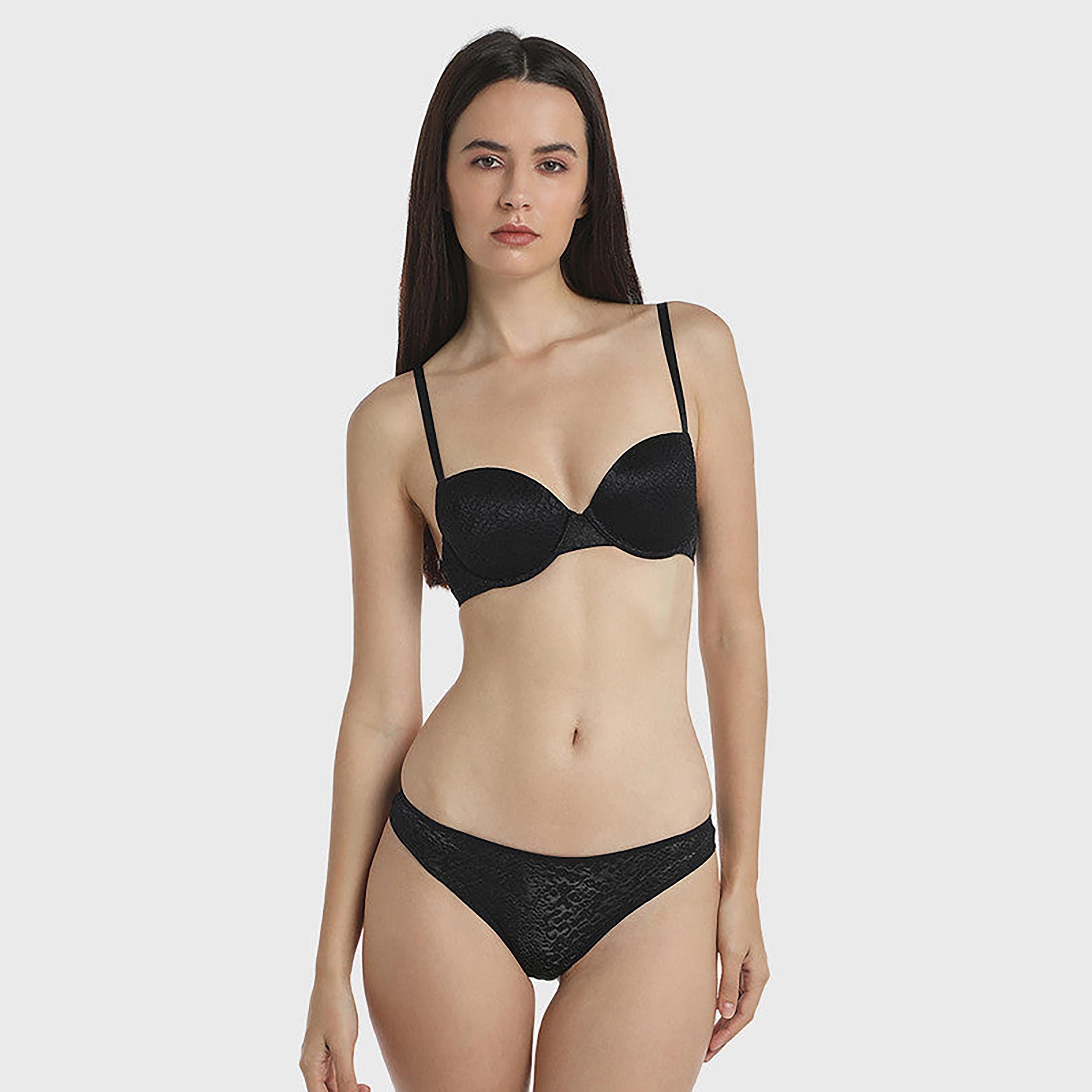 La Senza Low Coverage Trendy Black Women's Cheekini Briefs-women-clothing-lingerie-panties-image-2