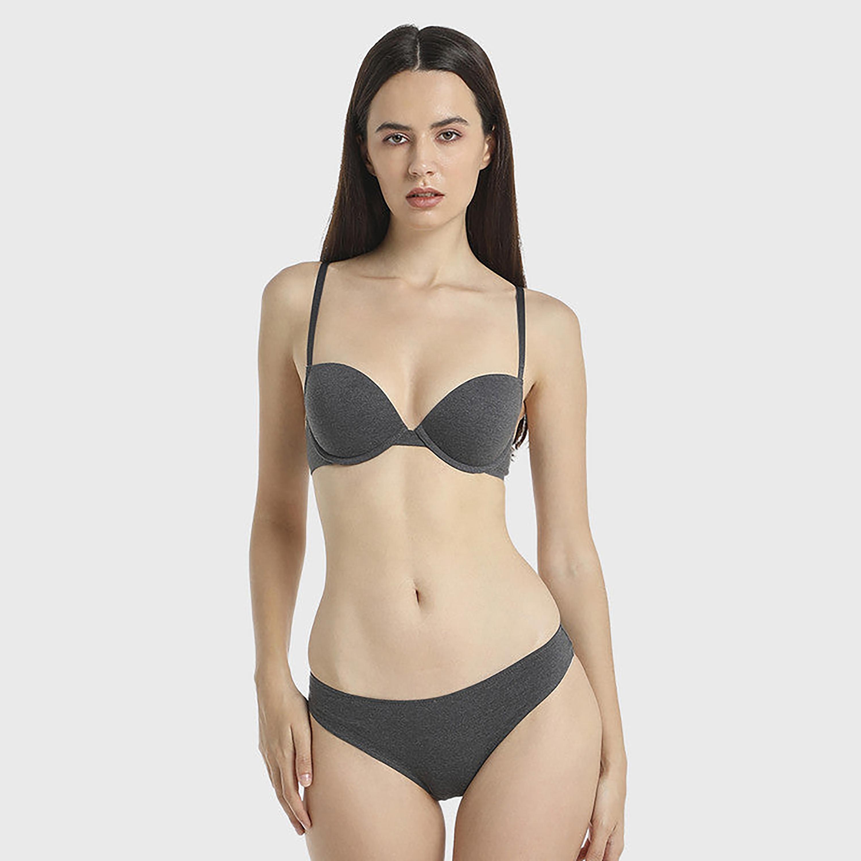 La Senza Medium Coverage Trendy Dark Grey Women's Cheeky Briefs-women-clothing-lingerie-panties-image-2