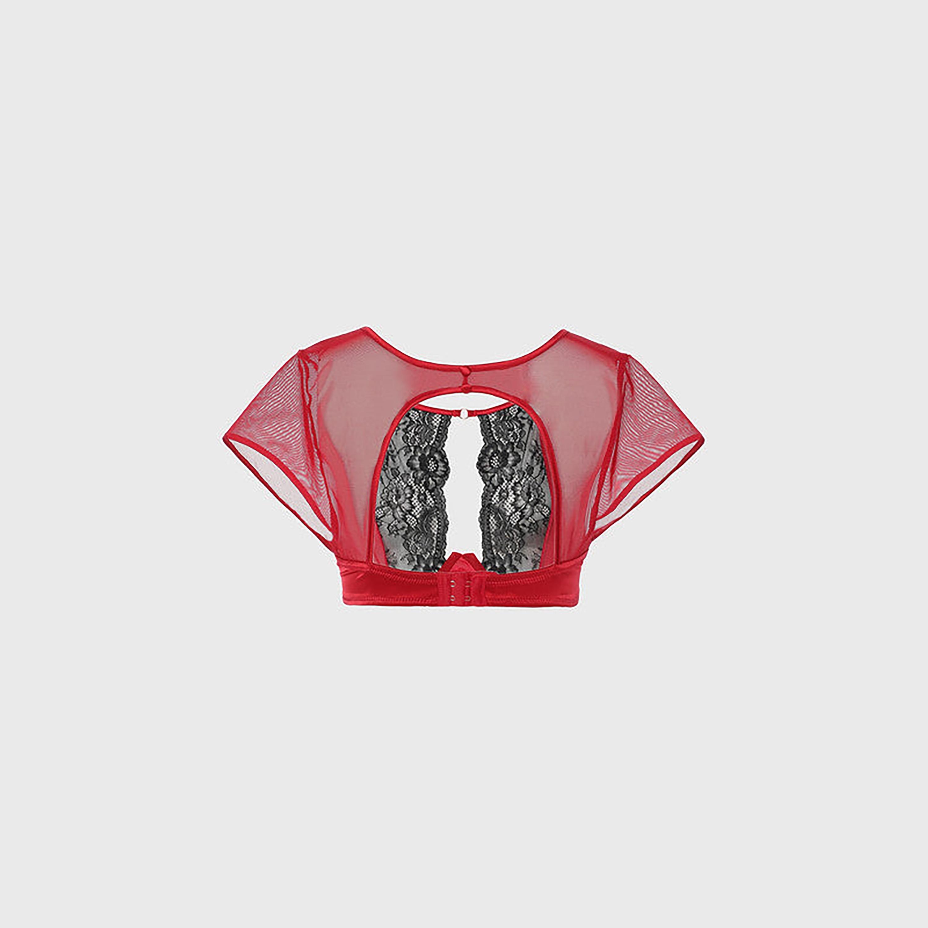 تفصيل دانتيل لا سينزا برقبة دائرية بأكمام قصيرة زي نوم نسائي-women-clothing-nightwear-pyjamas-tops-image-3