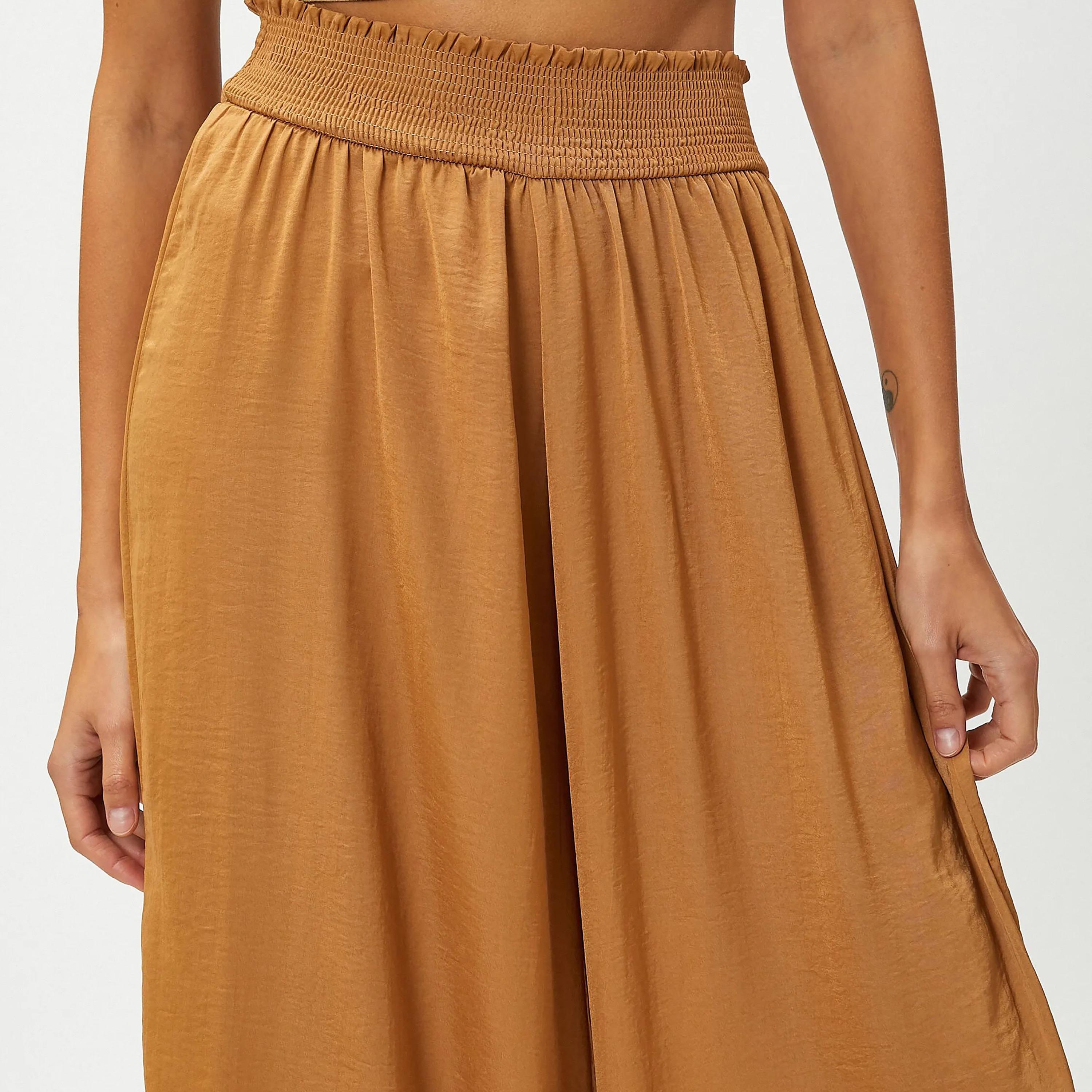 KOTON Brown Elasticated Waist Women's Trousers-women-clothing-bottoms-trousers-image-4