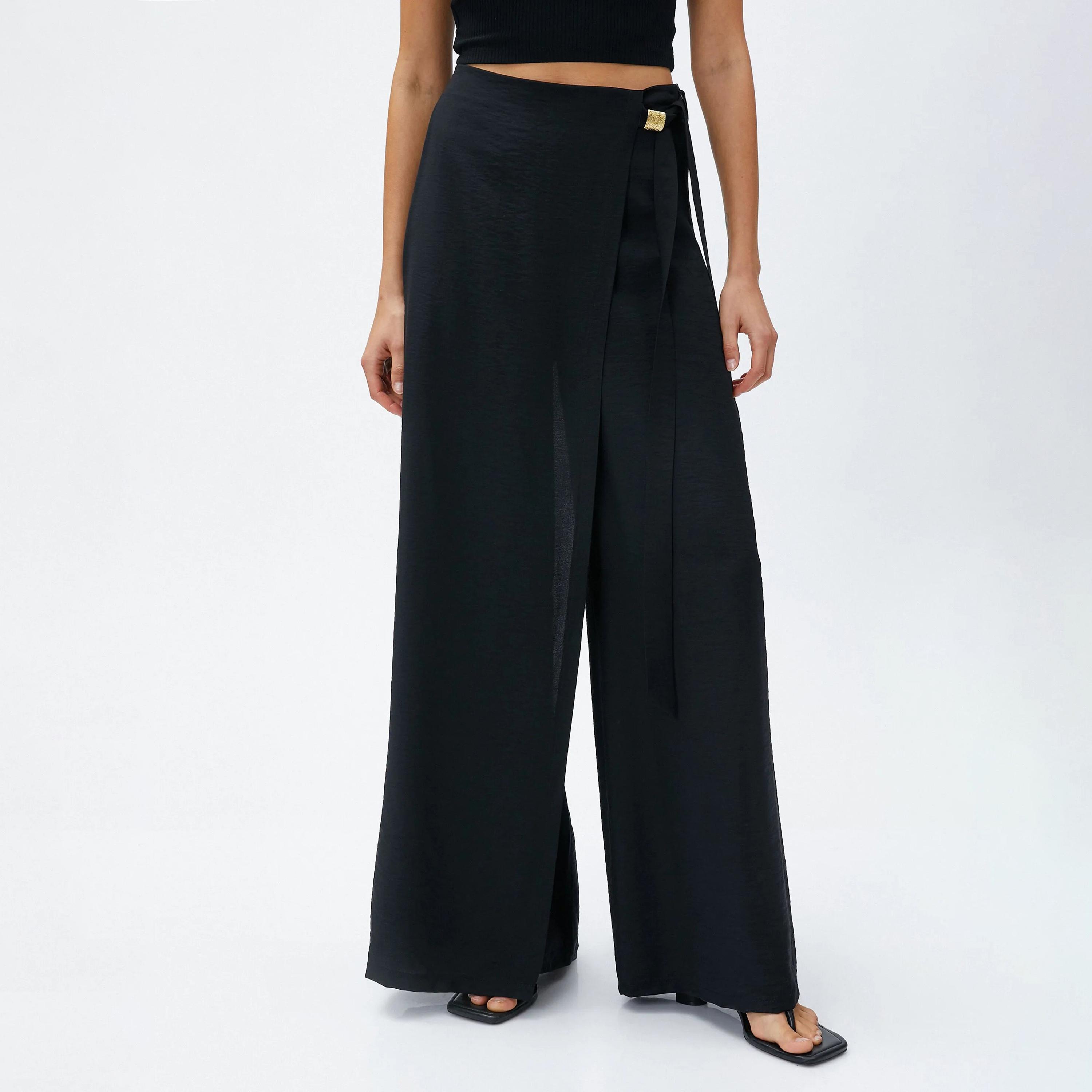 KOTON Black Concealed Zip Women's Trousers-women-clothing-bottoms-trousers-image-1