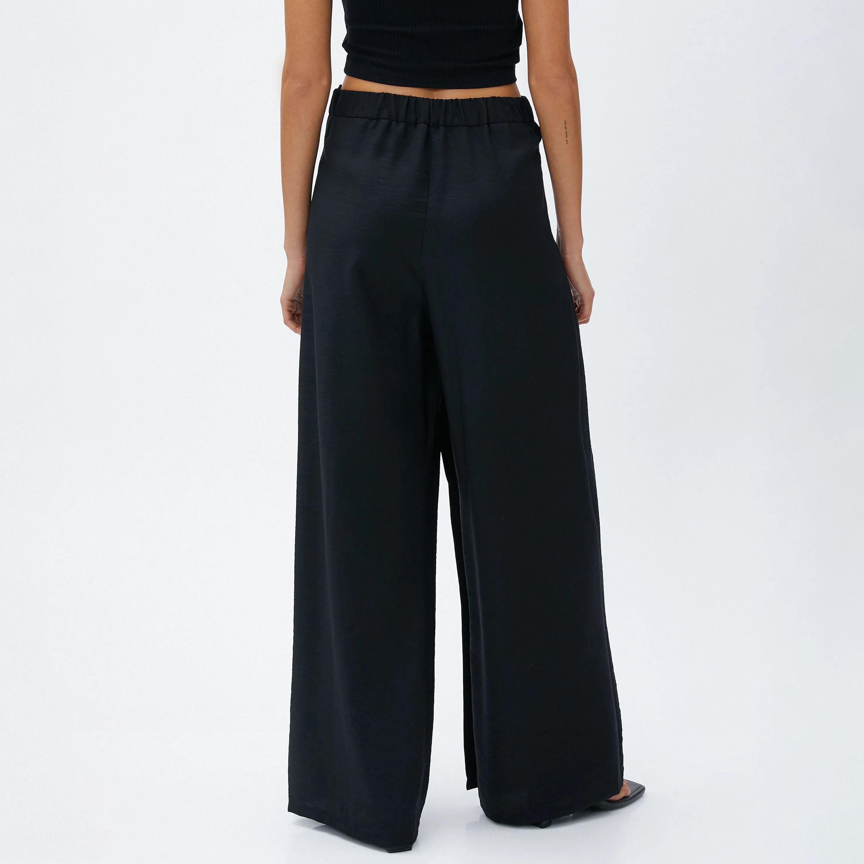 KOTON Black Concealed Zip Women's Trousers-women-clothing-bottoms-trousers-image-3