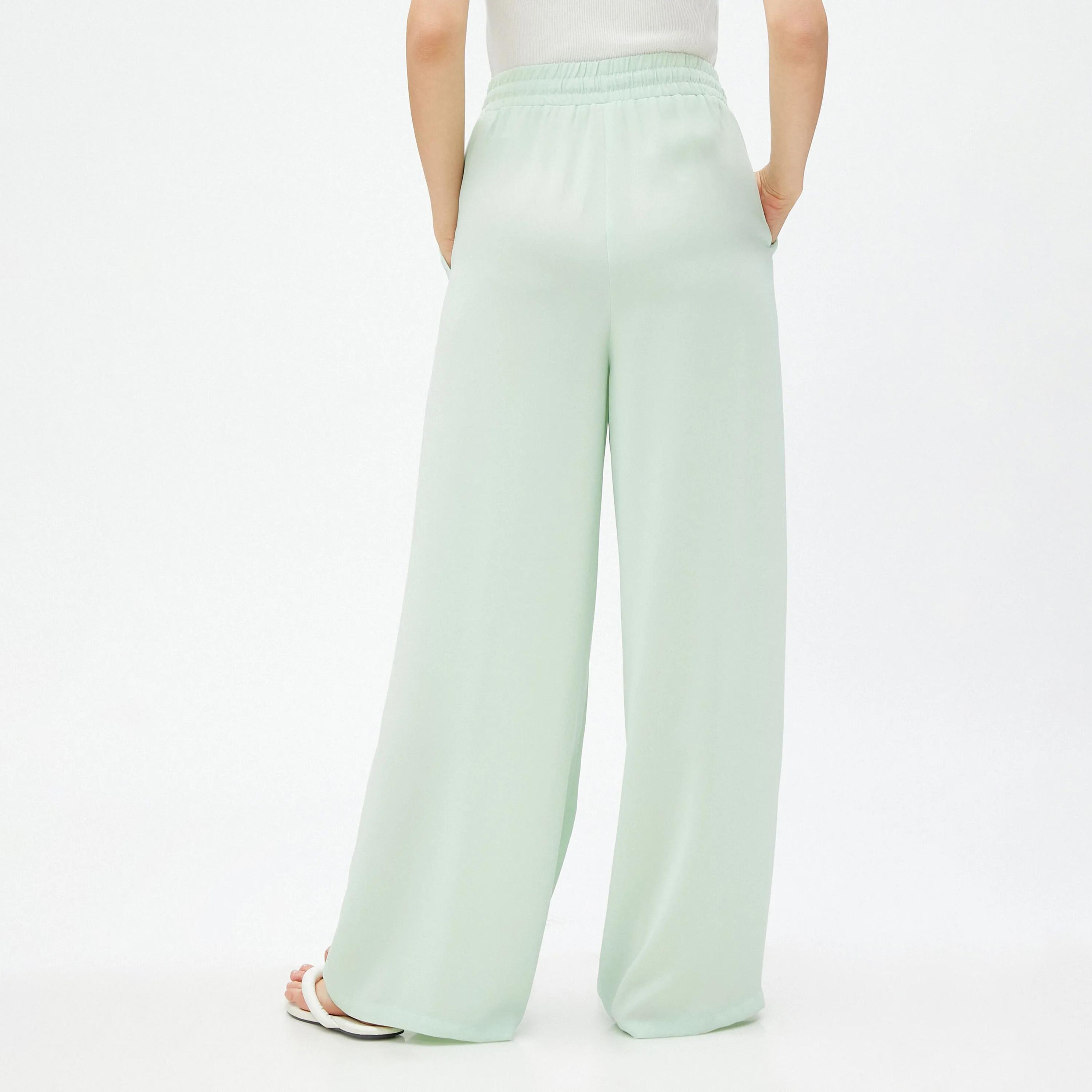 KOTON Green Drawstring Waist Women's Trousers-women-clothing-bottoms-trousers-image-3