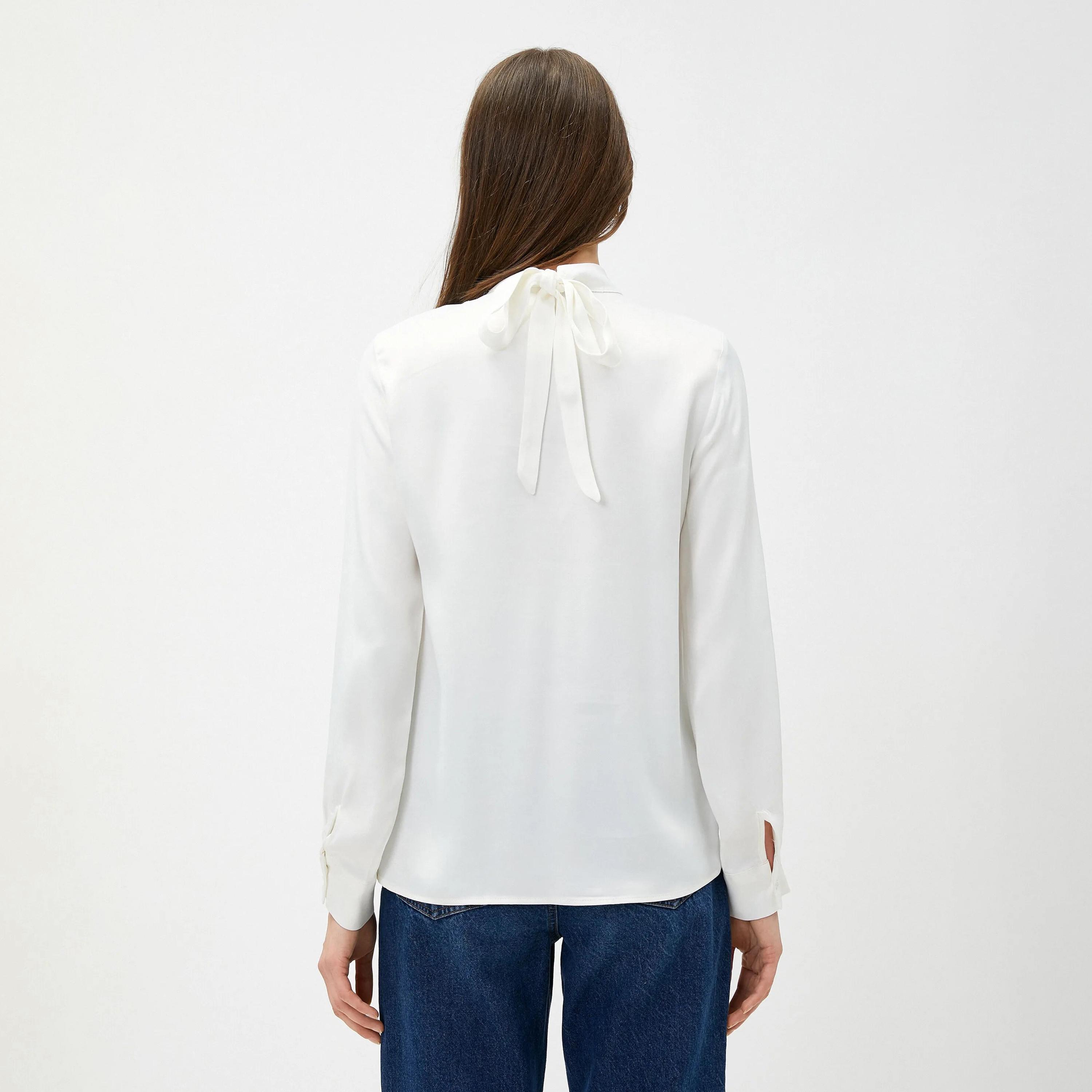 KOTON White Viscose Hooded Neck Women's Top-women-clothing-shirtsandblouses-blouses-image-3