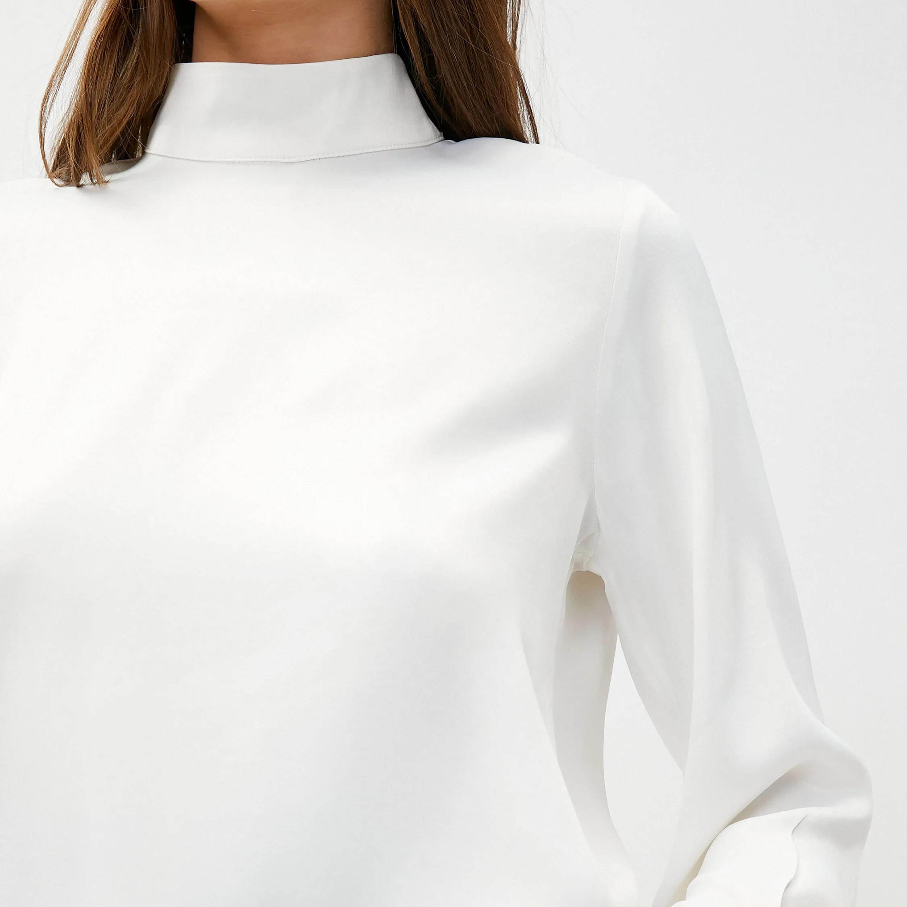KOTON White Viscose Hooded Neck Women's Top-women-clothing-shirtsandblouses-blouses-image-4