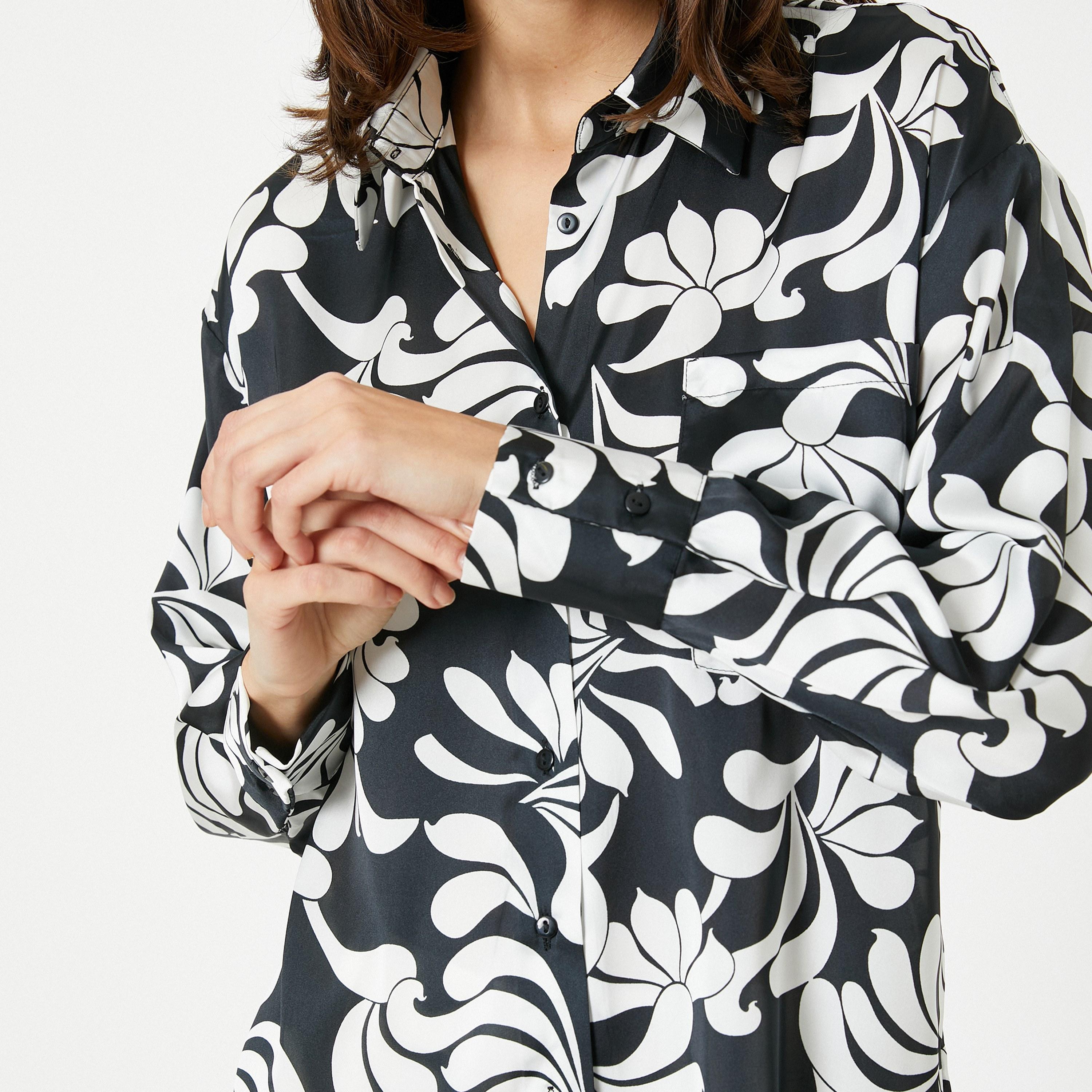 قميص نسائي بطبعة زهور سوداء وياقة مفرودة من كوتون-women-clothing-shirtsandblouses-shirts-image-5