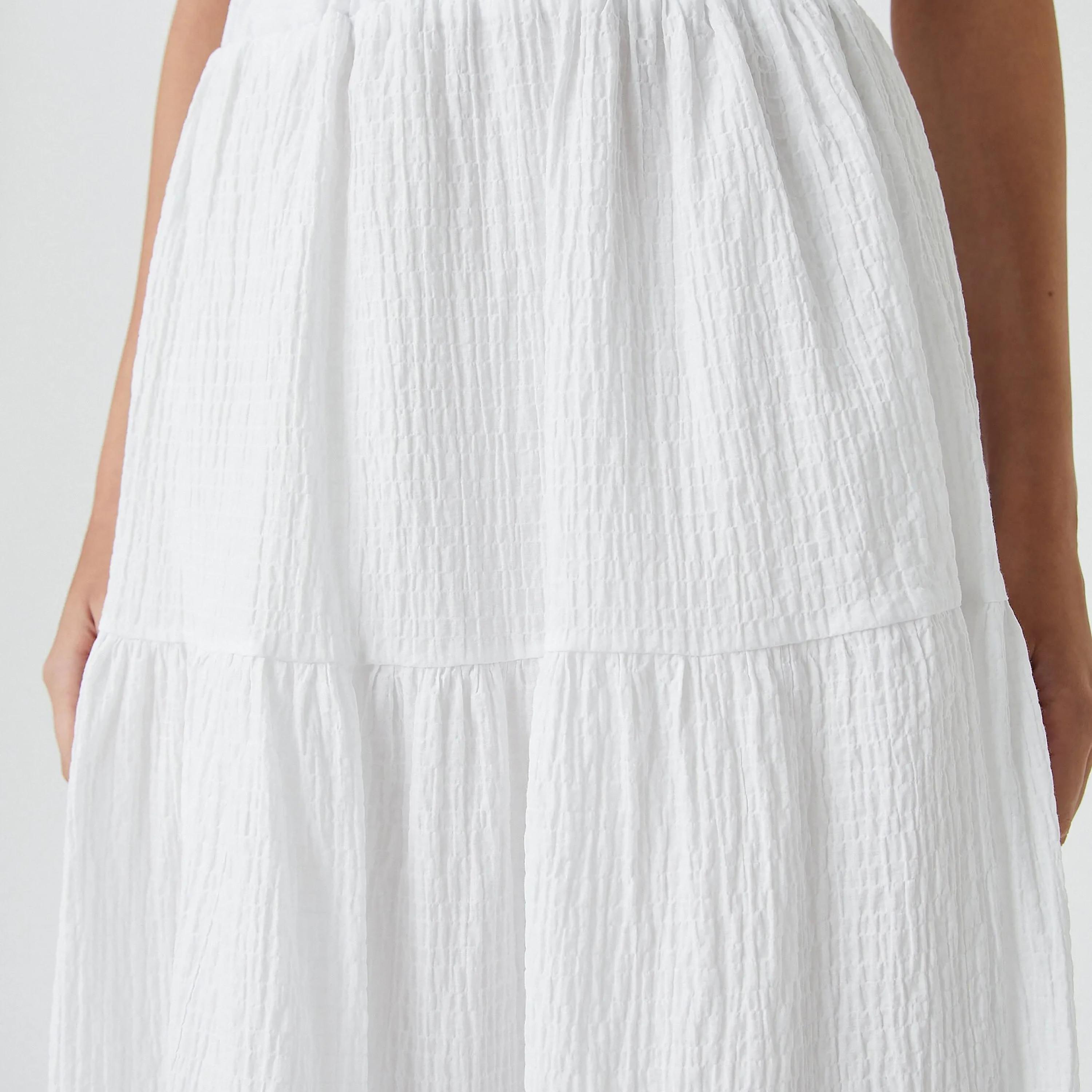 KOTON White Textured Elasticated Waist Women's Skirt-women-clothing-bottoms-skirts-image-4