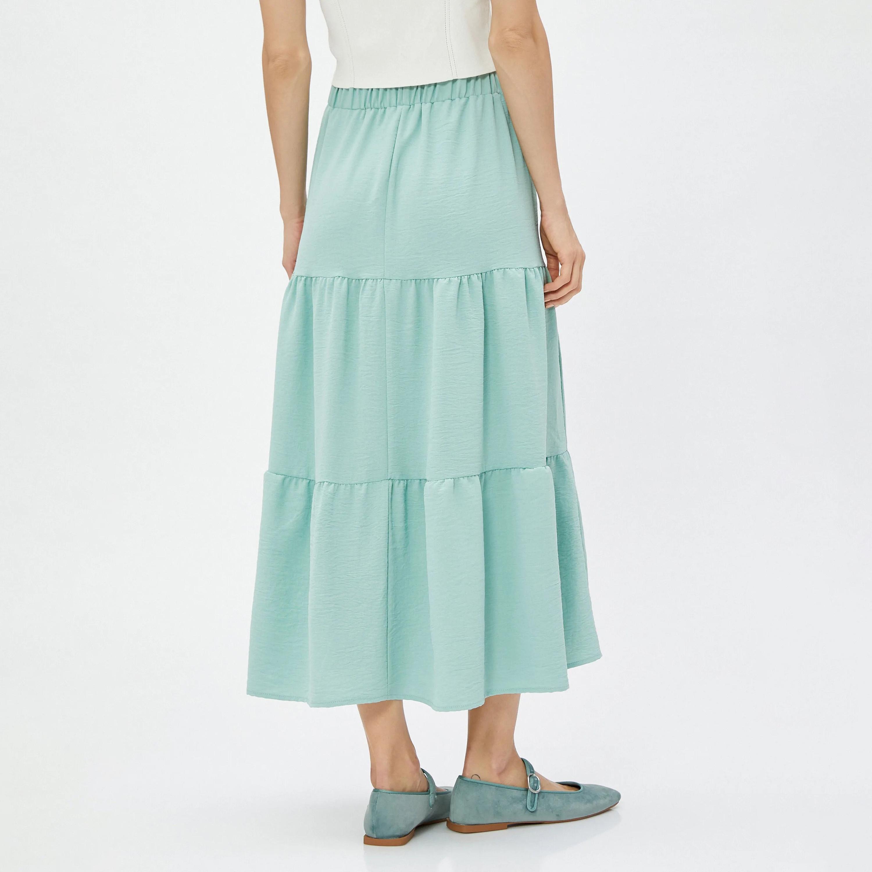 KOTON Green Elasticated Waist Women's Skirt-women-clothing-bottoms-skirts-image-3