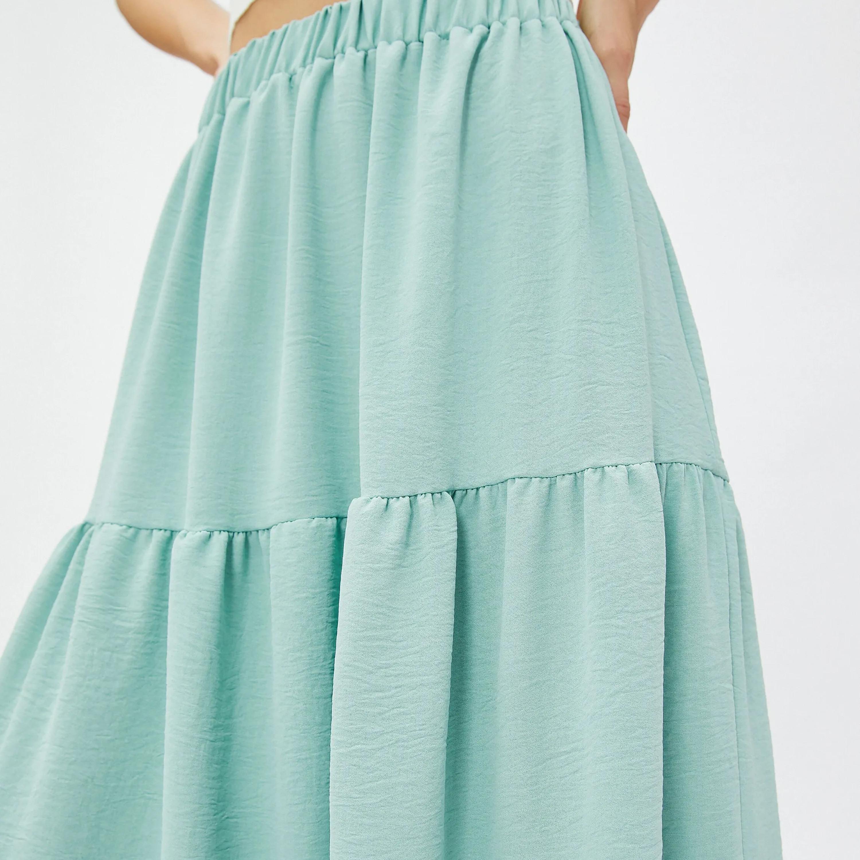 تنورة نسائية خضراء بخصر مطاطي من كوتون-women-clothing-bottoms-skirts-image-4