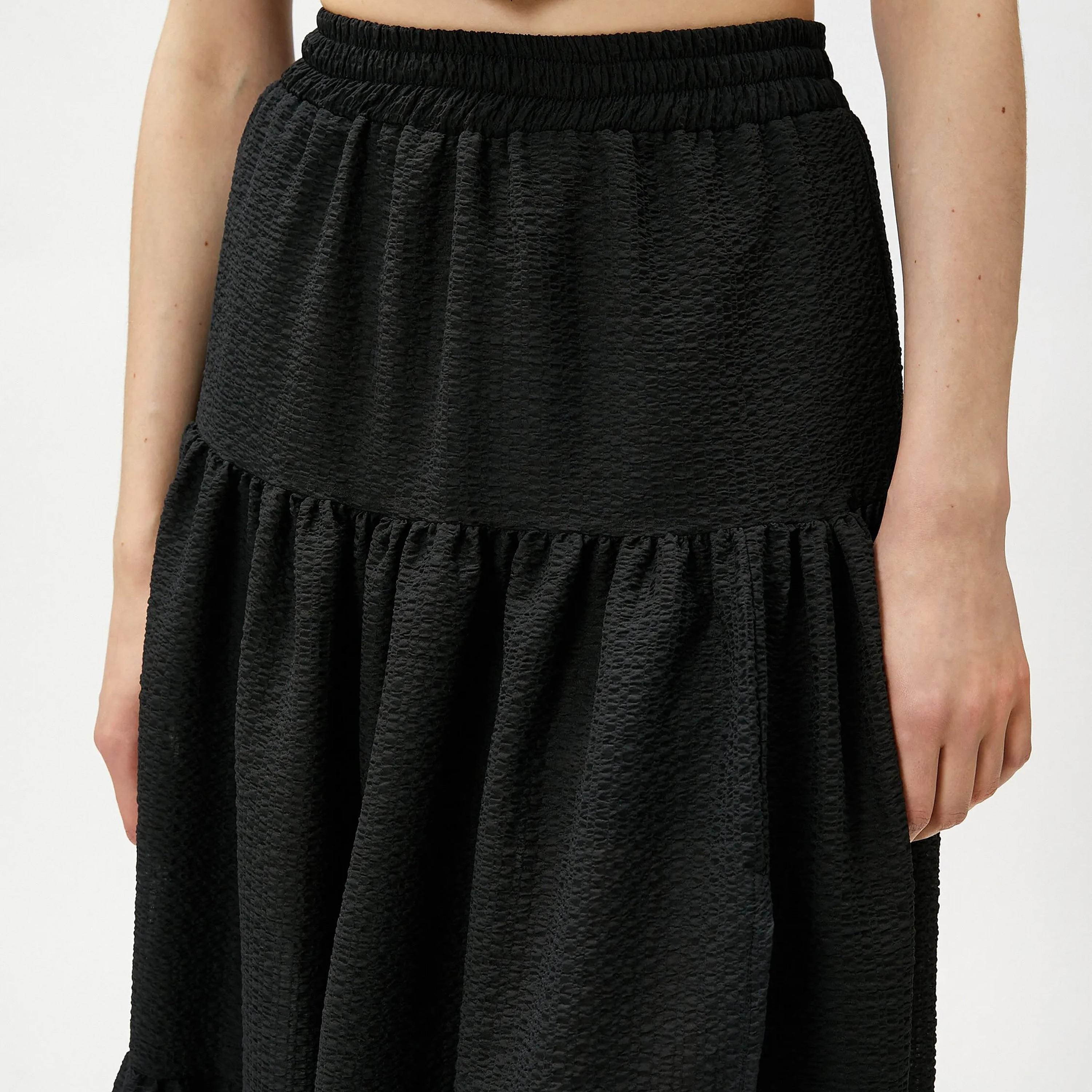 تنورة نسائية بخصر مطاطي منقوش من كوتون-women-clothing-bottoms-skirts-image-4