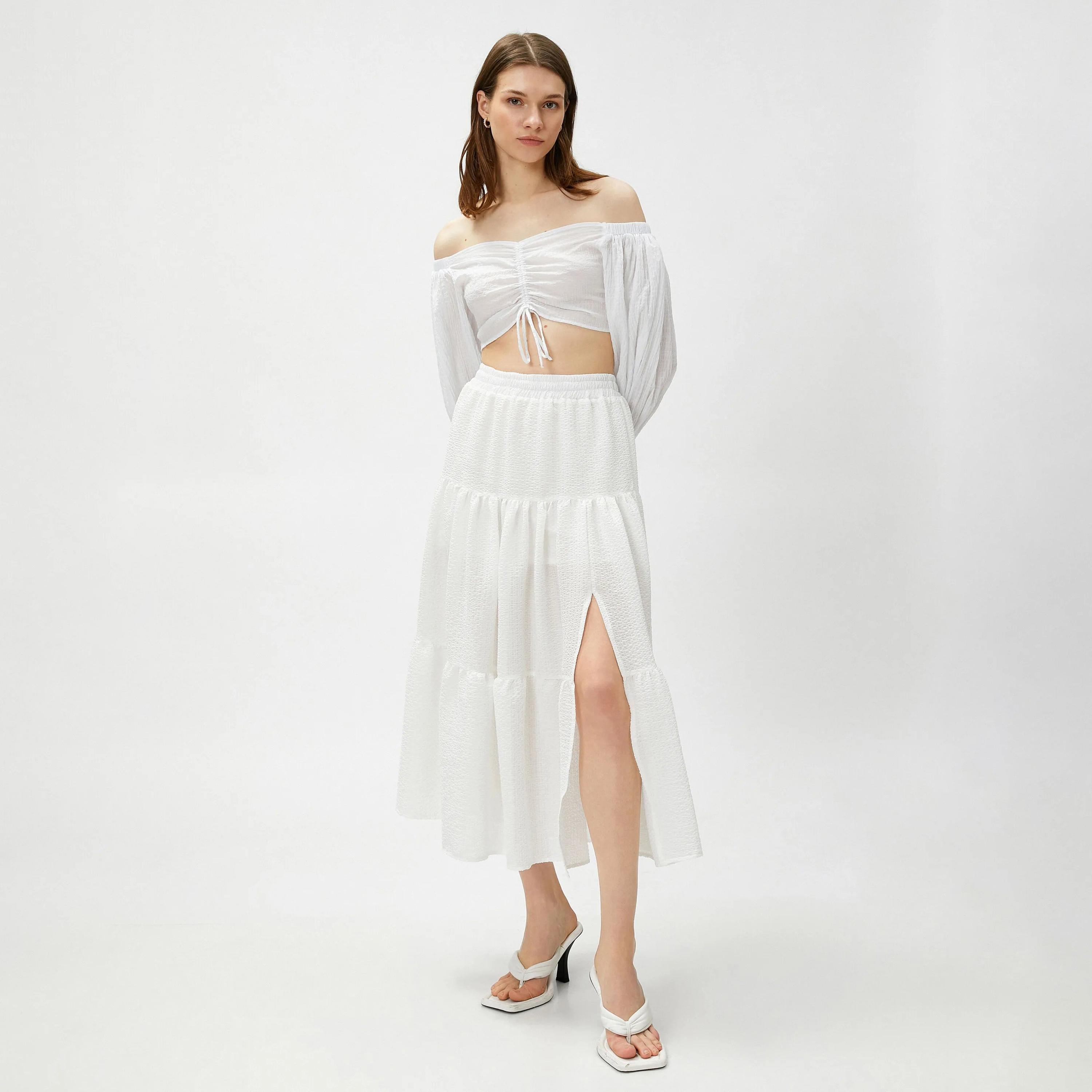 تنورة نسائية بخصر مطاطي منقوش من كوتون-women-clothing-bottoms-skirts-image-6