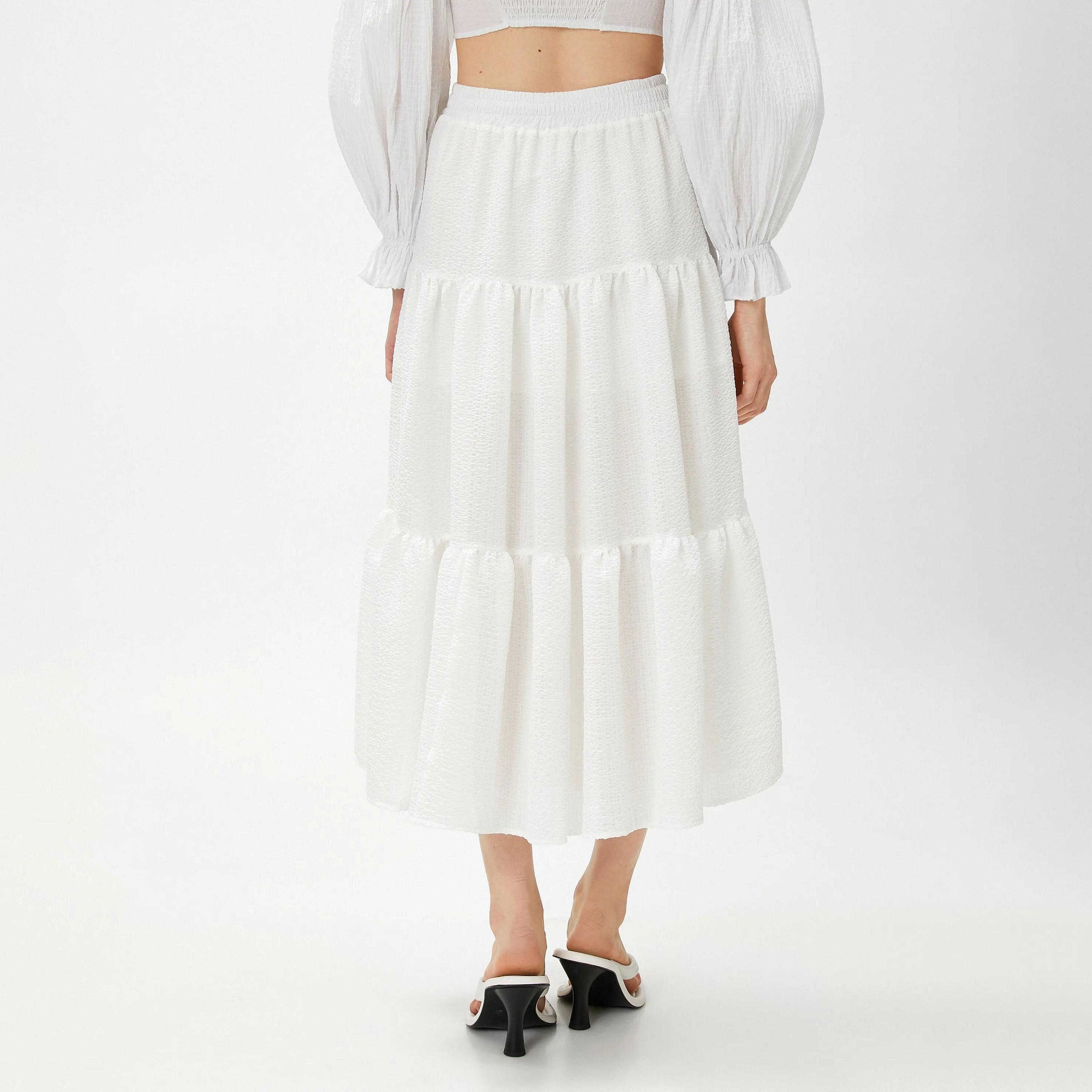 KOTON Textured Elasticated Waist Women's Skirt-women-clothing-bottoms-skirts-image-3