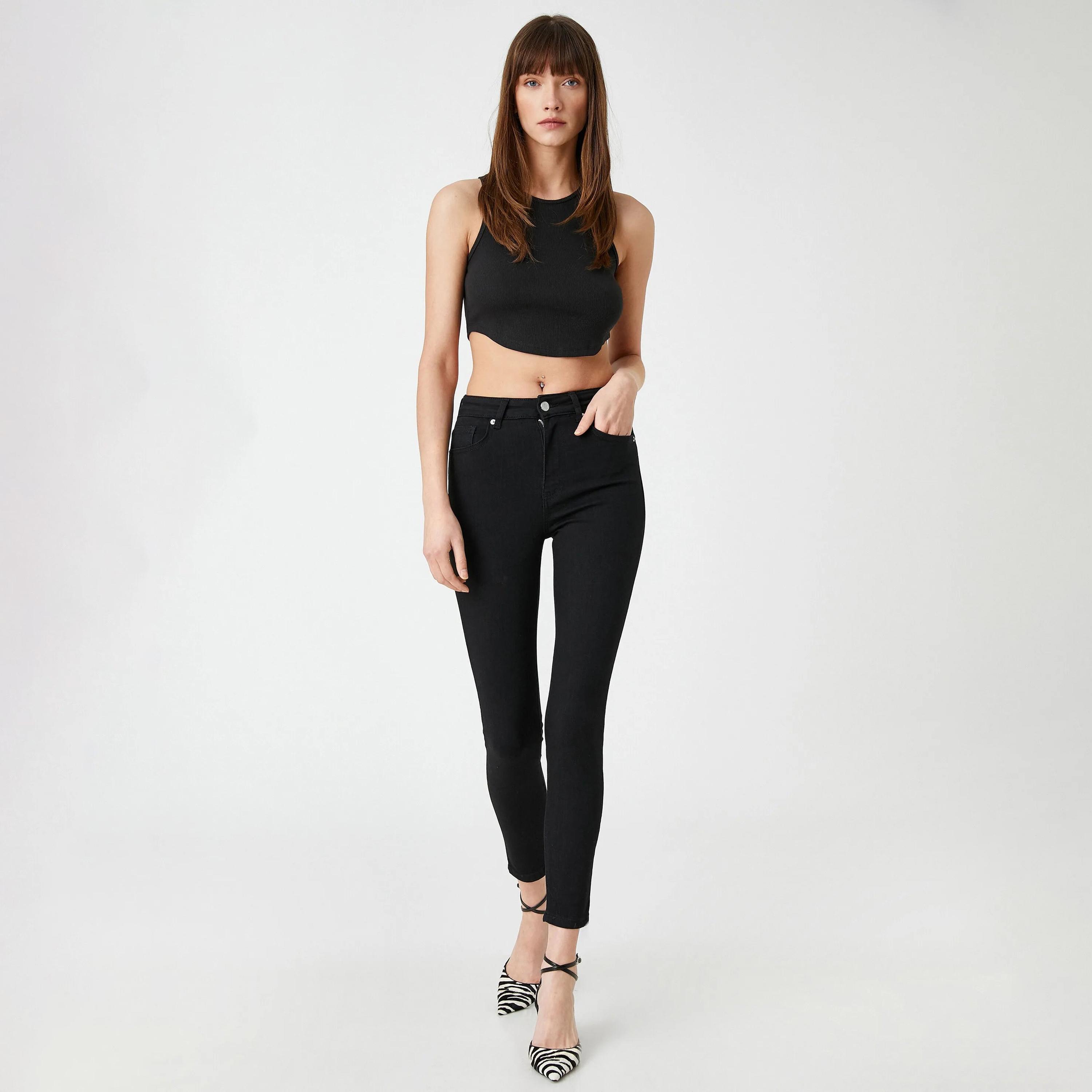 KOTON Skinny Fit Plain High-Rise Women's Jeans-women-clothing-bottoms-jeans-image-2