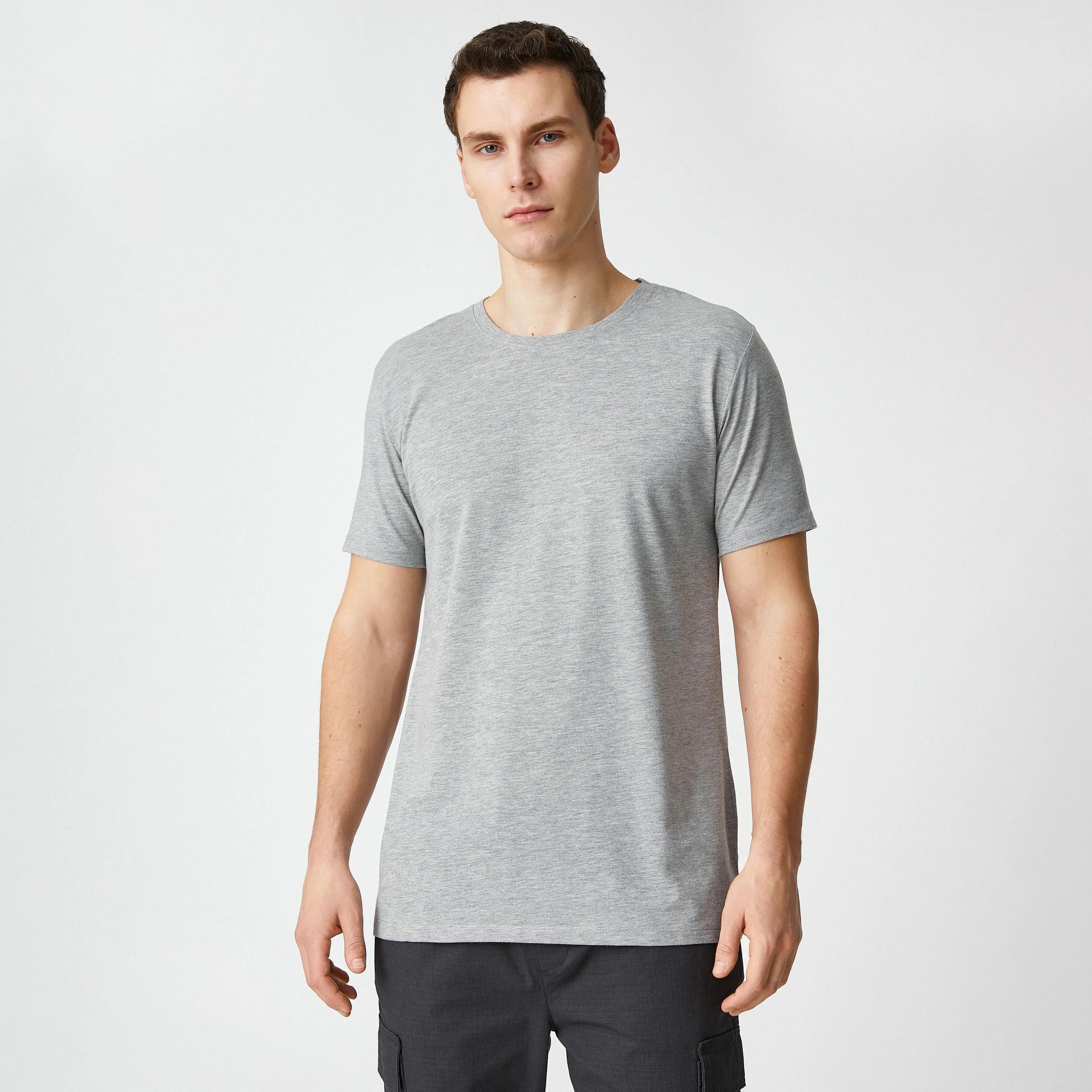 KOTON Heather Crew Neck Short Sleeves Men's T-Shirt-men-clothing-tshirtsandpolos-tshirts-image-1