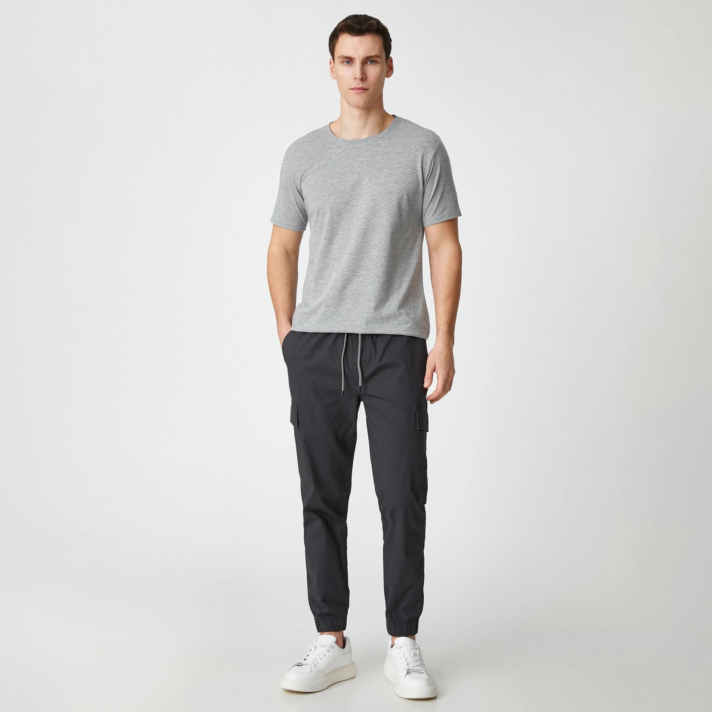 تيشيرت رجالي بأكمام قصيرة وياقة دائرية هيذر من كوتون.-men-clothing-tshirtsandpolos-tshirts-image-2