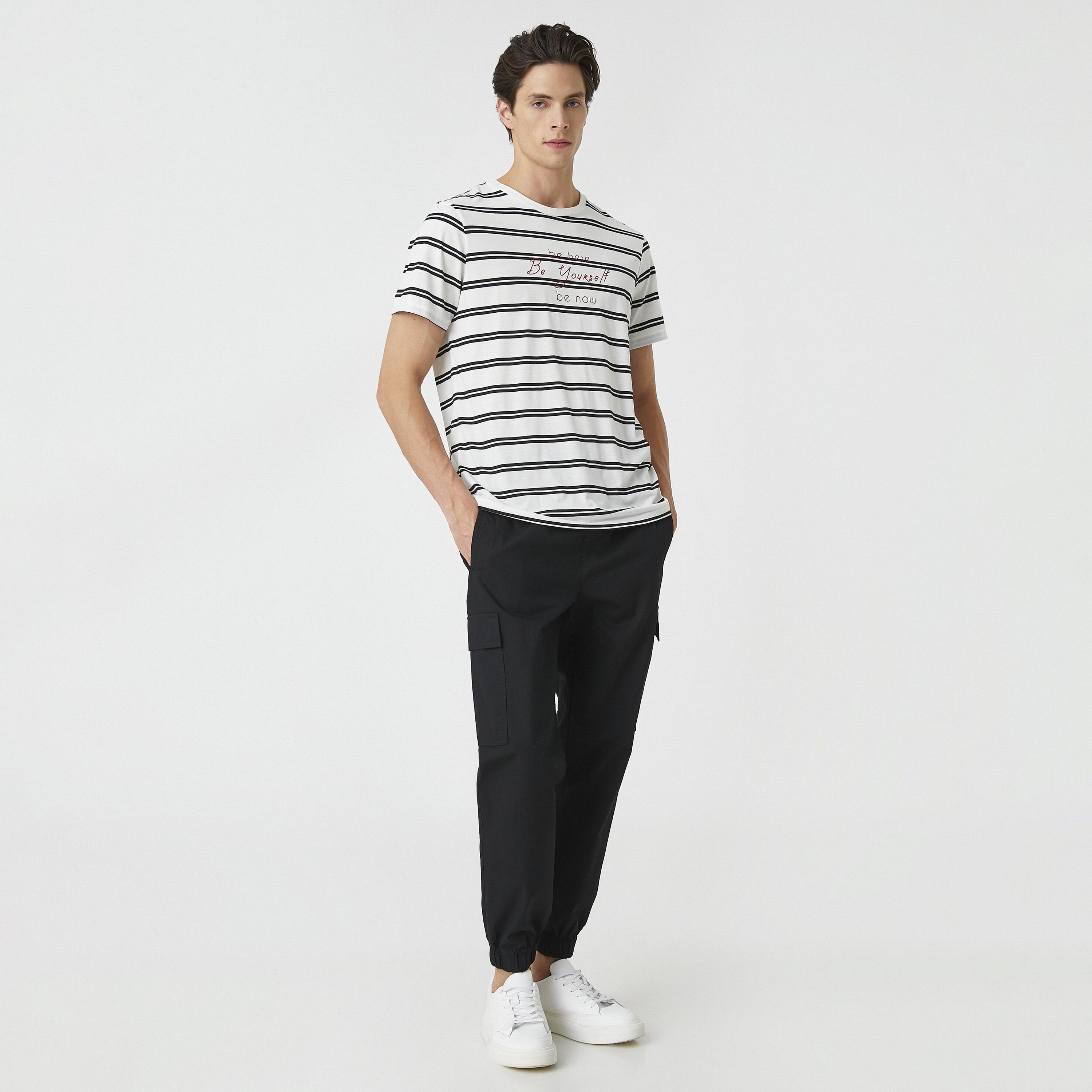 KOTON Relaxed Fit Mid-Rise Drawstring Waist Men's Cargo Trousers-men-clothing-bottoms-trousersandchinos-trousers-image-2