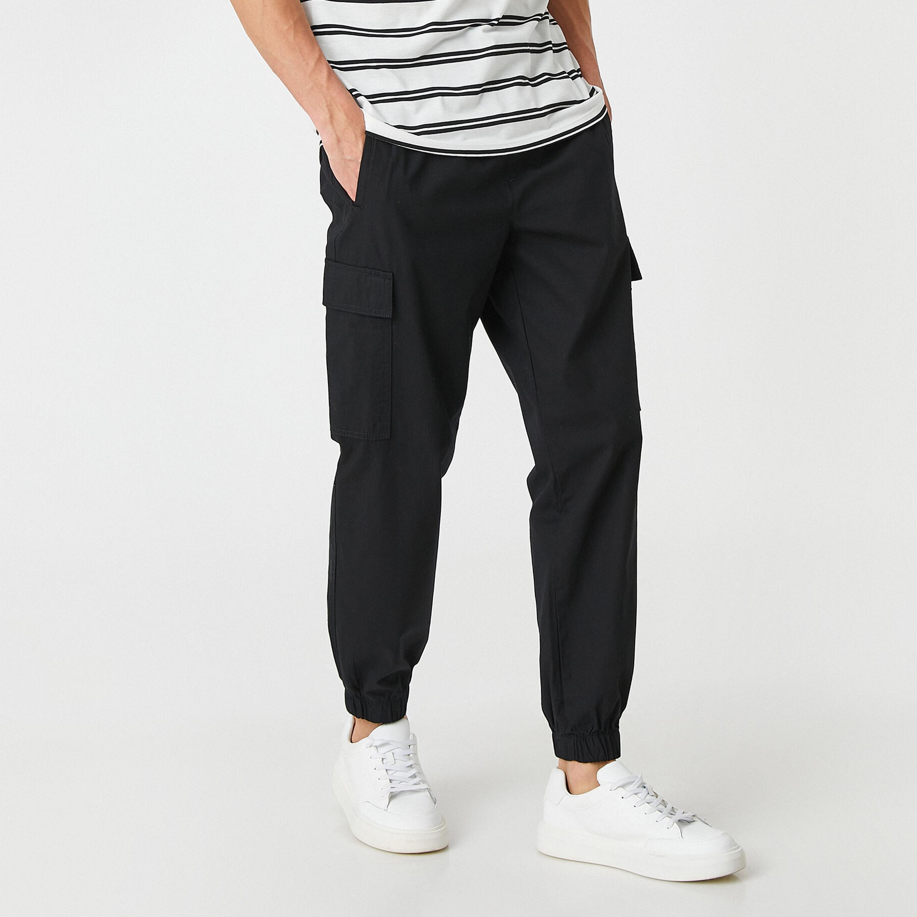 KOTON Relaxed Fit Mid-Rise Drawstring Waist Men's Cargo Trousers-men-clothing-bottoms-trousersandchinos-trousers-image-4