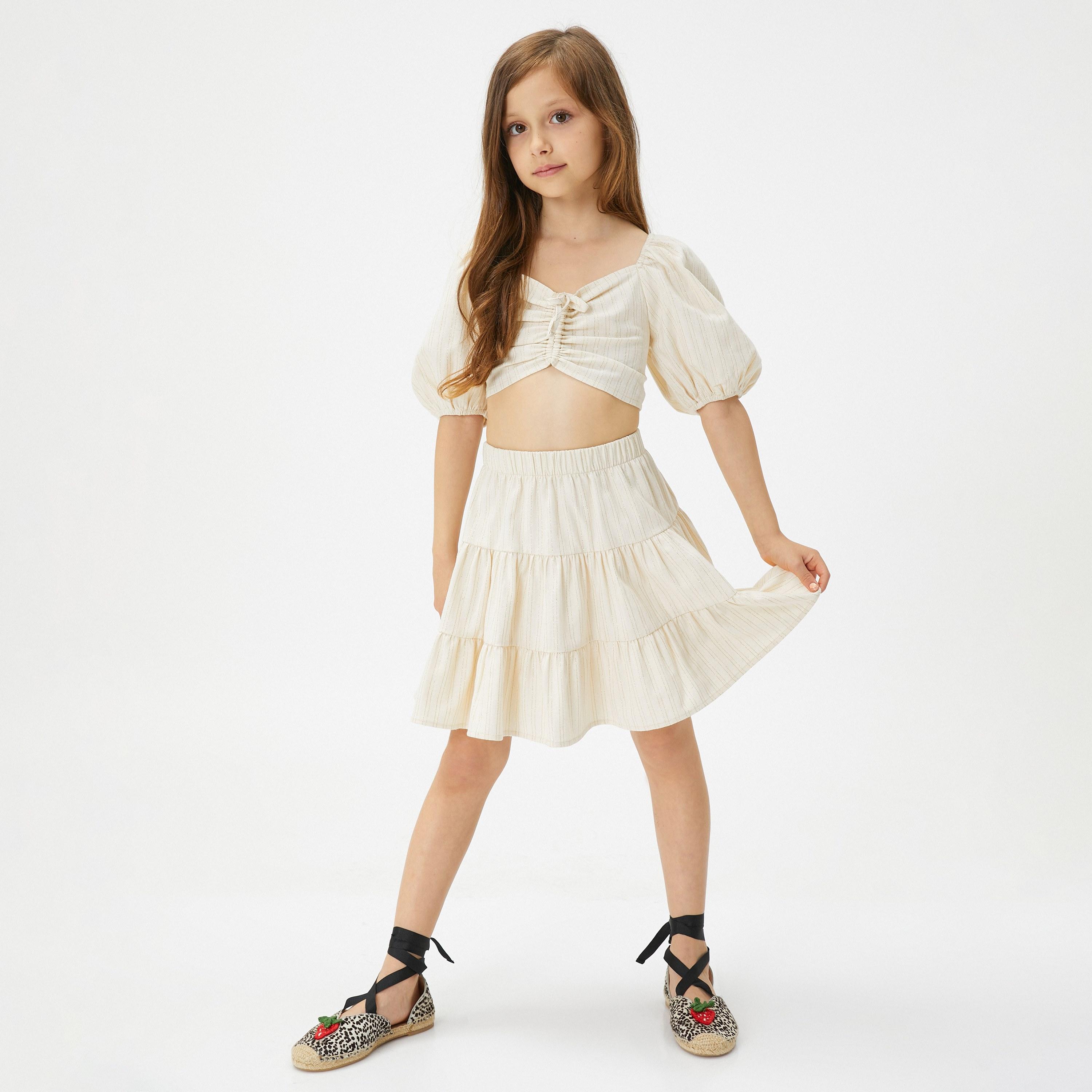 Koton Short Sleeves Square Neck Solid Blouse-girls-clothing-blousesandshirts-image-2