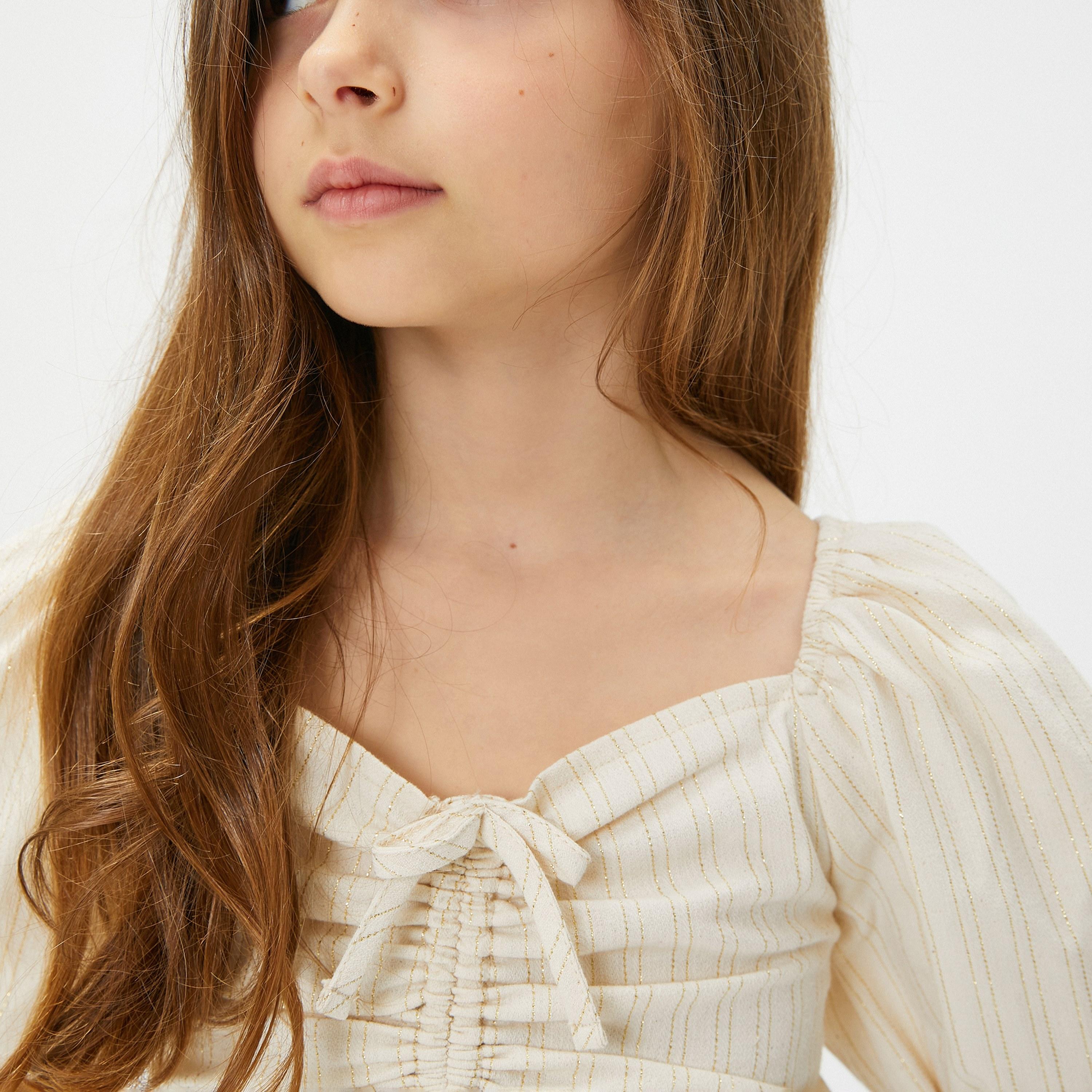 Koton Short Sleeves Square Neck Solid Blouse-girls-clothing-blousesandshirts-image-3